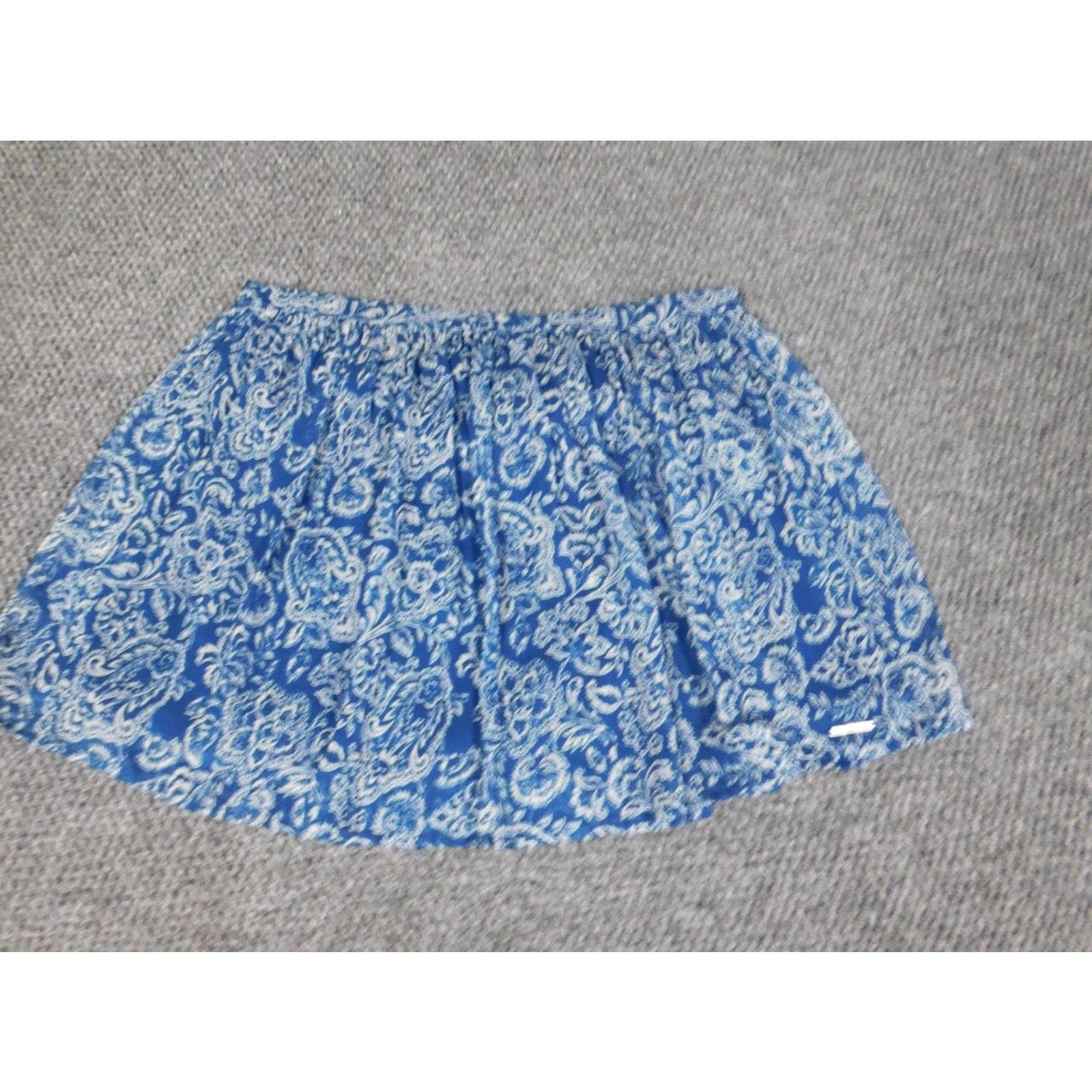 Abercrombie & Fitch VINTAGE Abercrombie & Fitch Skirt Womens M Blue Floral A-Line Short Stretch Ruffle Mid Rise Size 32" / US 10 / IT 46 - 3 Thumbnail