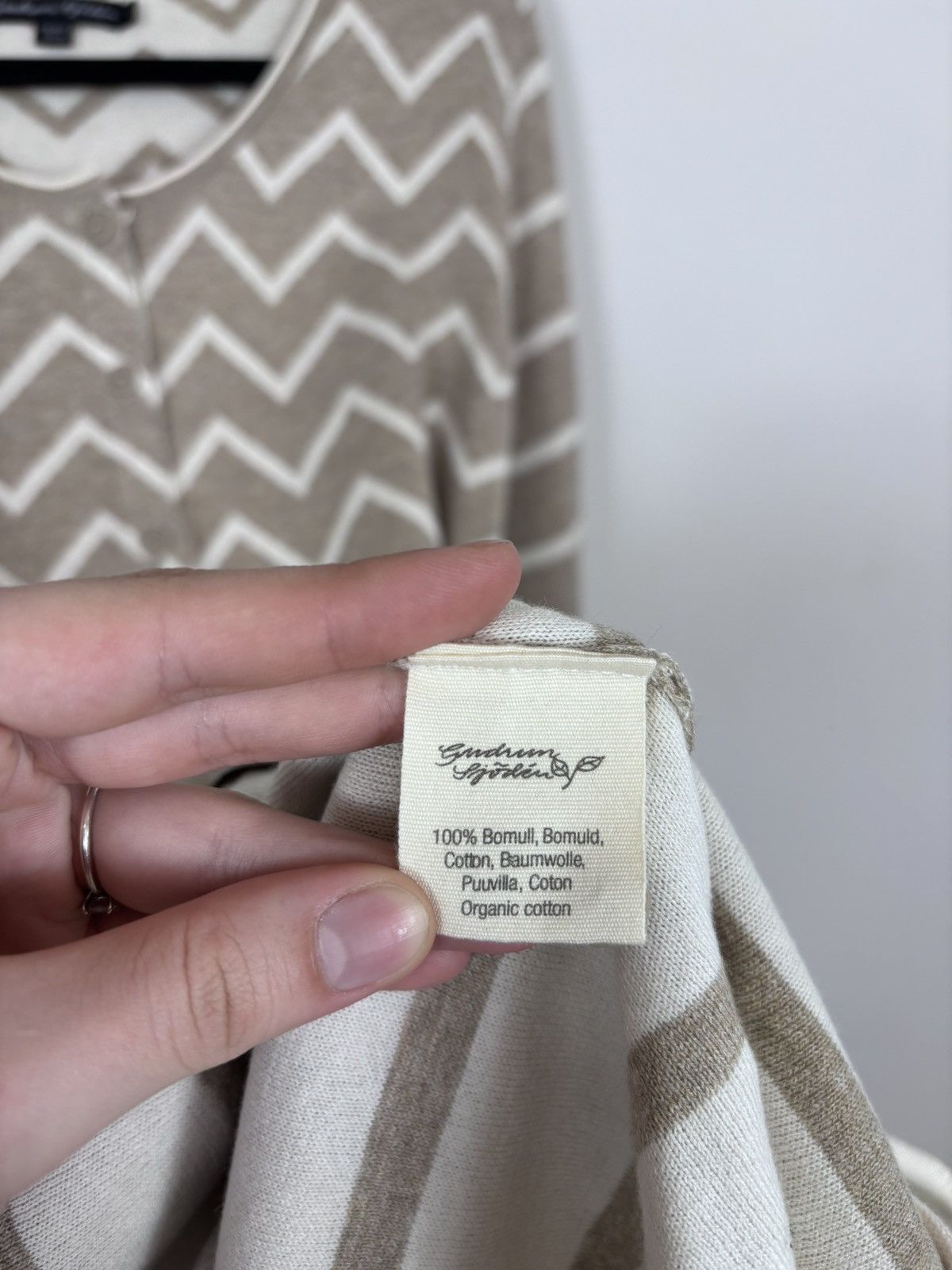 Gudrun Sjoden Gudrun Sjoden Women’s Beige Geometric Knit Cardigan Sweater Size L / US 10 / IT 46 - 12 Thumbnail