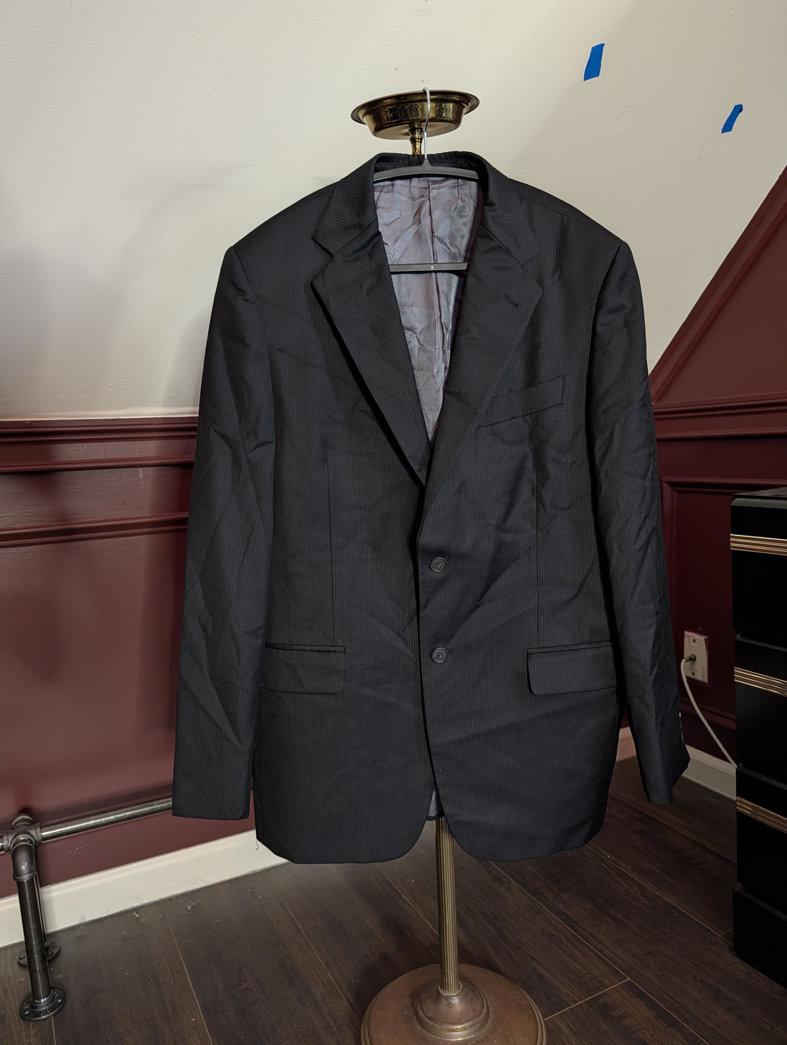 Joseph Abboud Loro Piana Super 120s wool black striped jacket MiUSA Size 40R - 1 Thumbnail