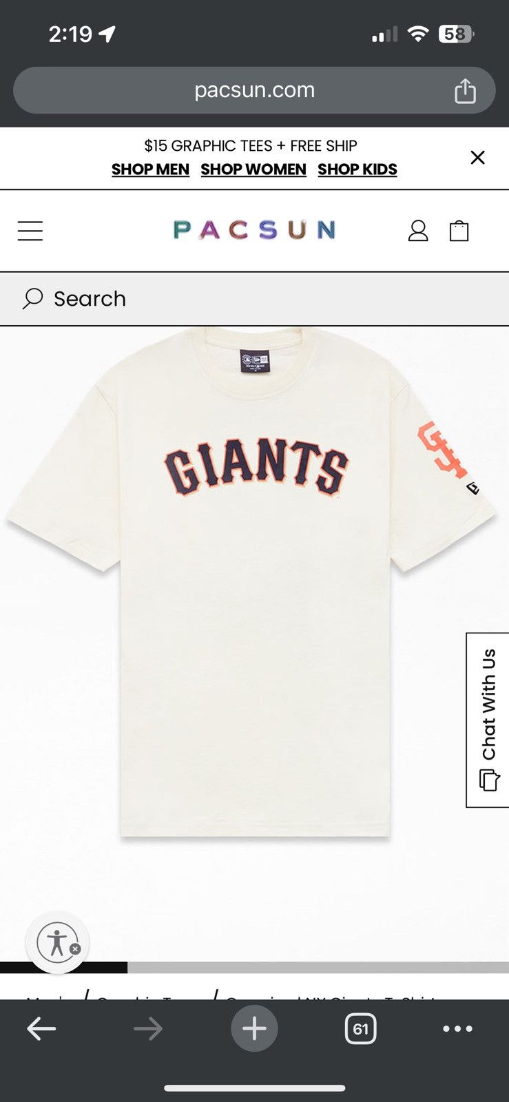 New Era × Pacsun PACSUN X NEW ERA GIANTS Tee Size US M / EU 48-50 / 2 - 1 Thumbnail