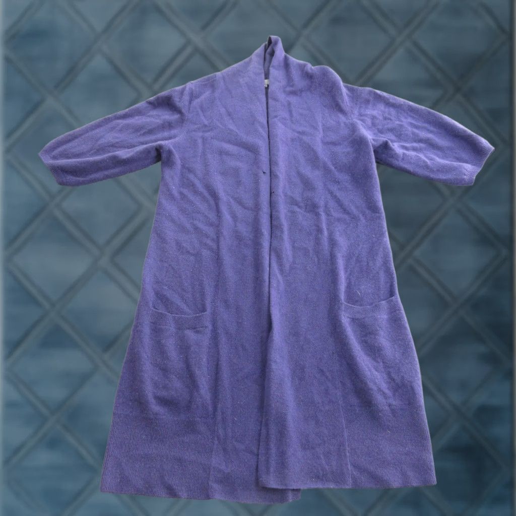 Vince Vince Cardigan Sweater Womens Small Purple 100% Cashmere Open Front Pockets Knit V-Neck Wool/Solid Accessories Included Size S / US 4 / IT 40 - 1 Thumbnail