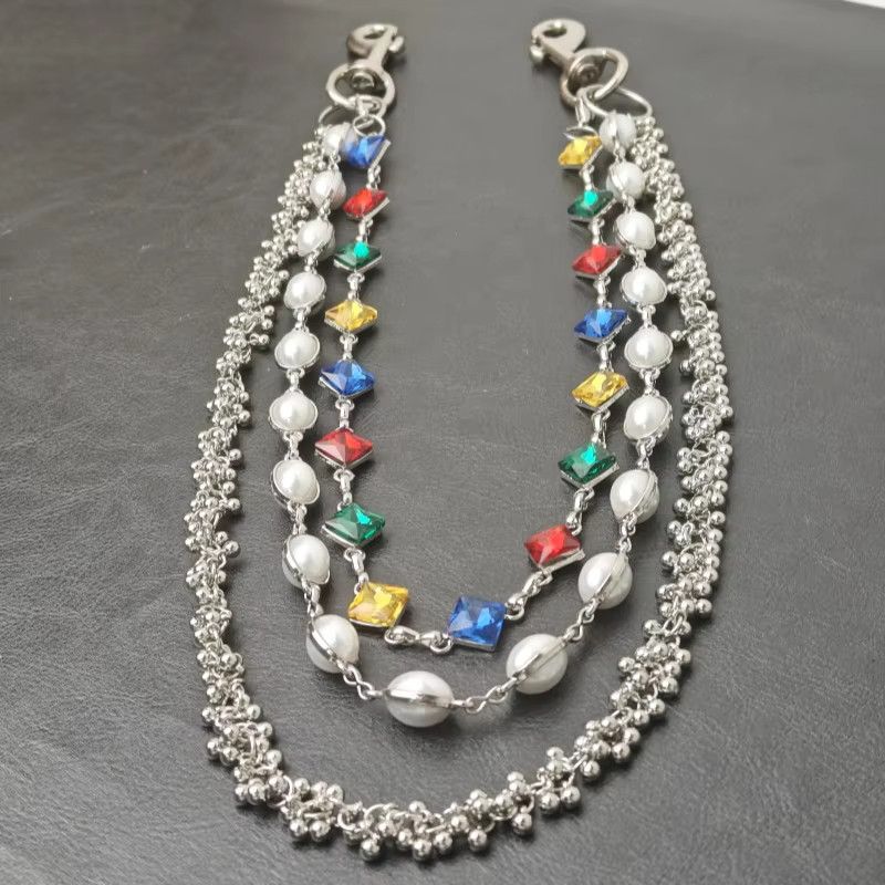 Jewelry Delicate Color Rhinestone Three Layers Pearl Pants Chain Size ONE SIZE - 7 Thumbnail