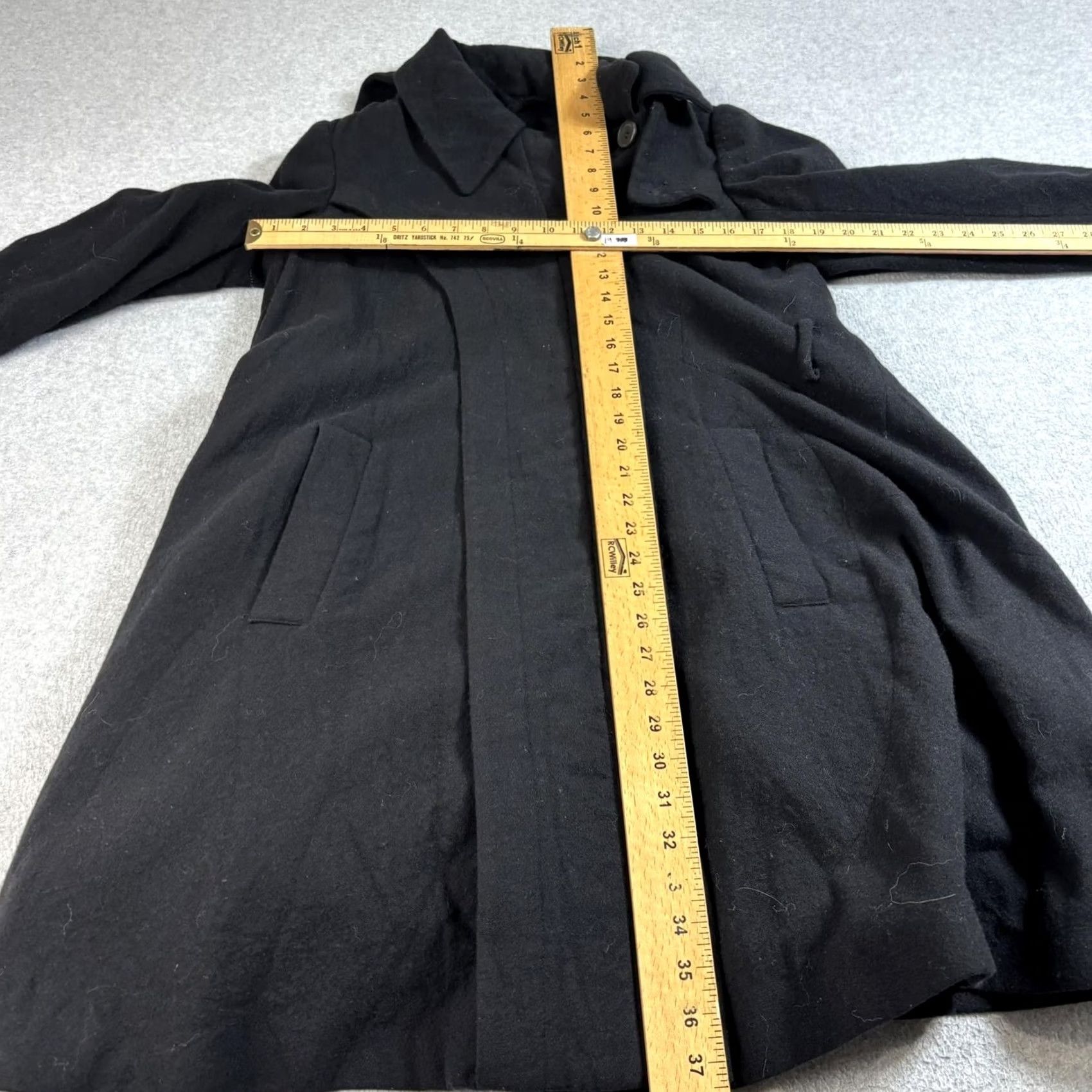 Allsaints AllSaints Spitalfields Wool Coat Women 8 Black Button Belted Lined Overcoat Size M / US 6-8 / IT 42-44 - 6 Thumbnail