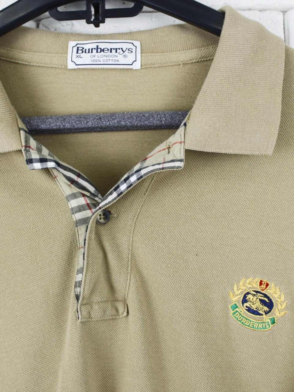 Burberry Burberrys Khaki Patchwork Polo Shirt Cus Long Sleeve Vintage Size US XL / EU 56 / 4 - 4 Thumbnail