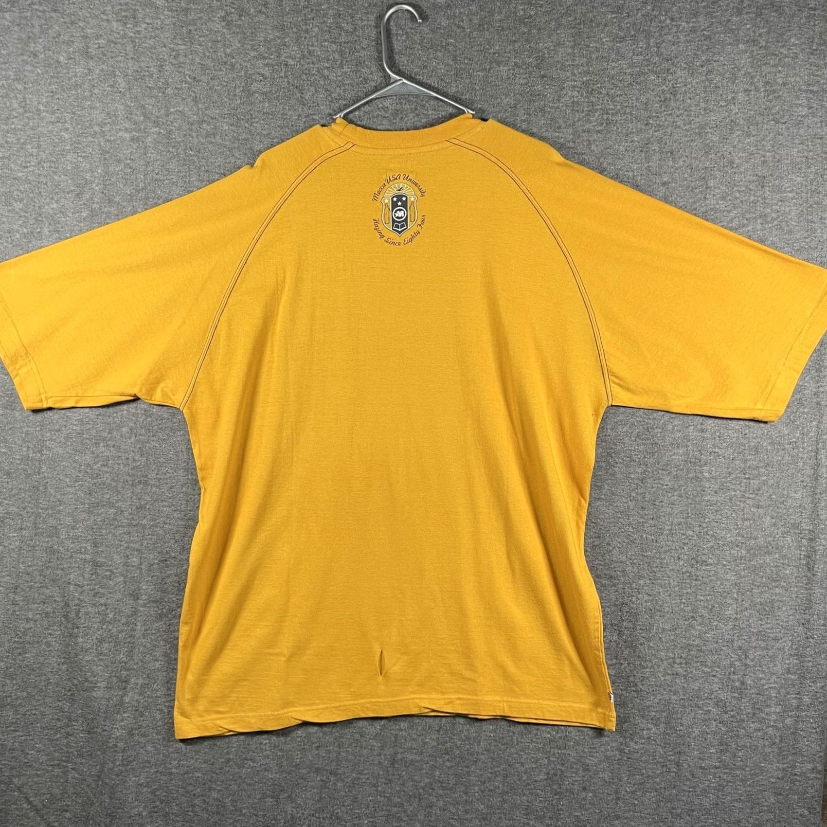 Vintage VINTAGE Mecca USA Shirt Mens XL Yellow Graphic Patch Raglan Streetwear 100% Cotton Size US XL / EU 56 / 4 - 2 Thumbnail
