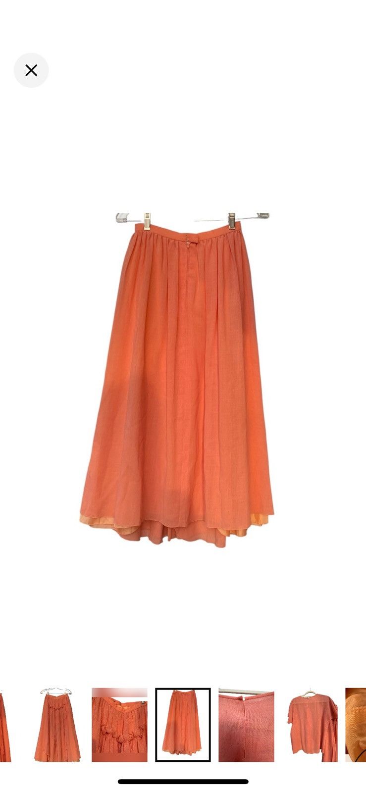 Chloe RARE 70’s VTG CHLOE LINEN CORAL SMOCKED RUFFLE SKIRT & TOP Size XS / US 0-2 / IT 36-38 - 10 Thumbnail