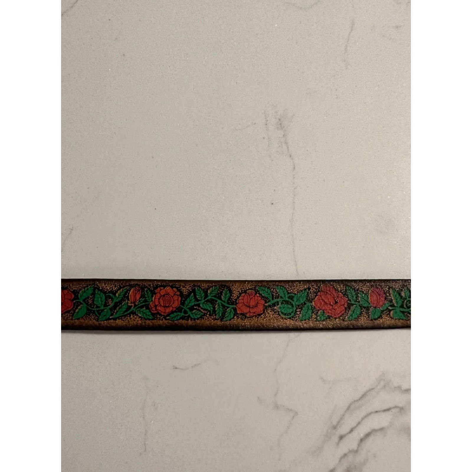 Vintage VINTAGE Zubrick Women Leather Belt 26 Brown Roses Flowers 1972 Belt Womens Leather Roses Theme 1972 Size ONE SIZE - 6 Thumbnail