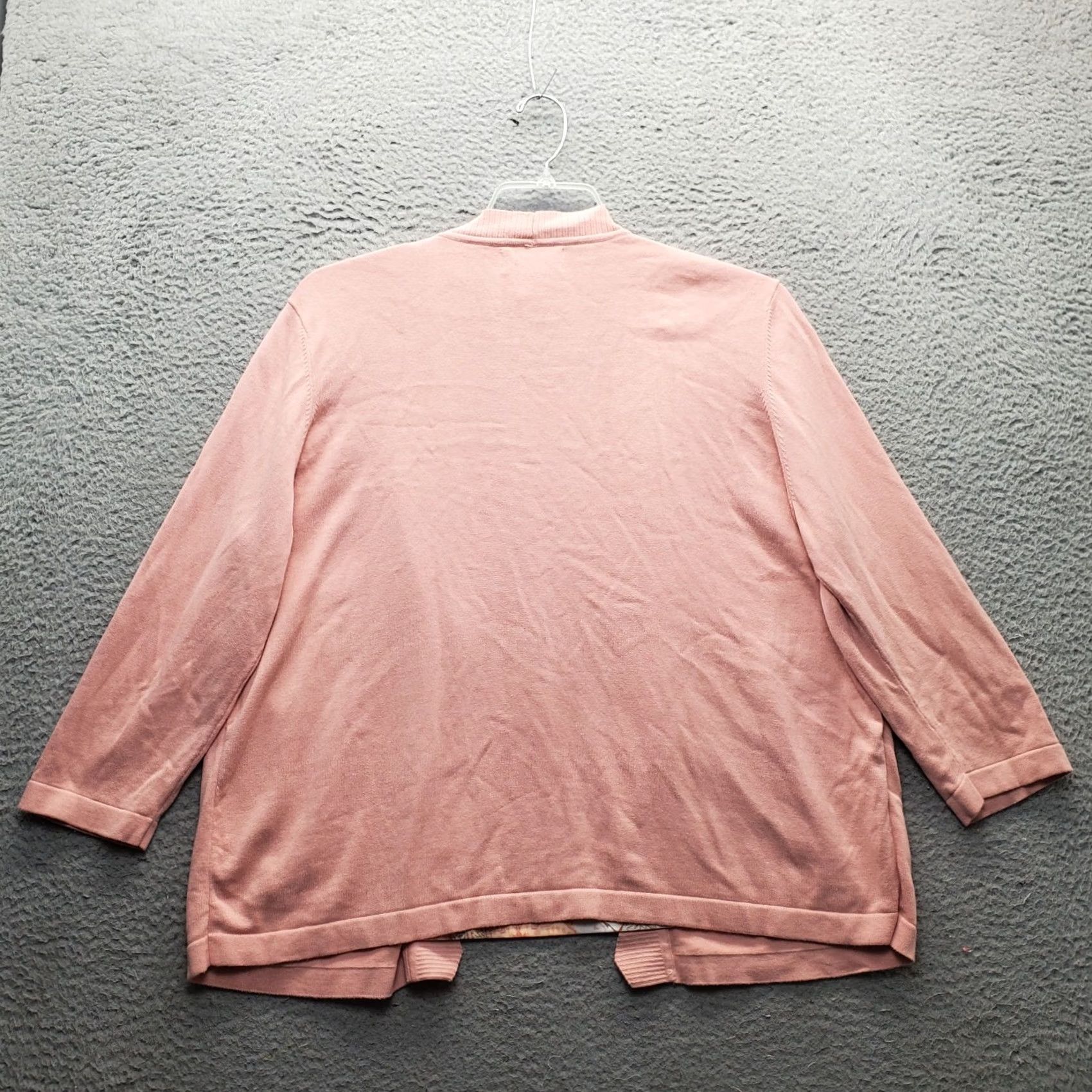 Vintage Alfred Dunner Cardigan Womens XL Pink Floral Pleat Edge Detail Sweater Size XL / US 12-14 / IT 48-50 - 2 Thumbnail