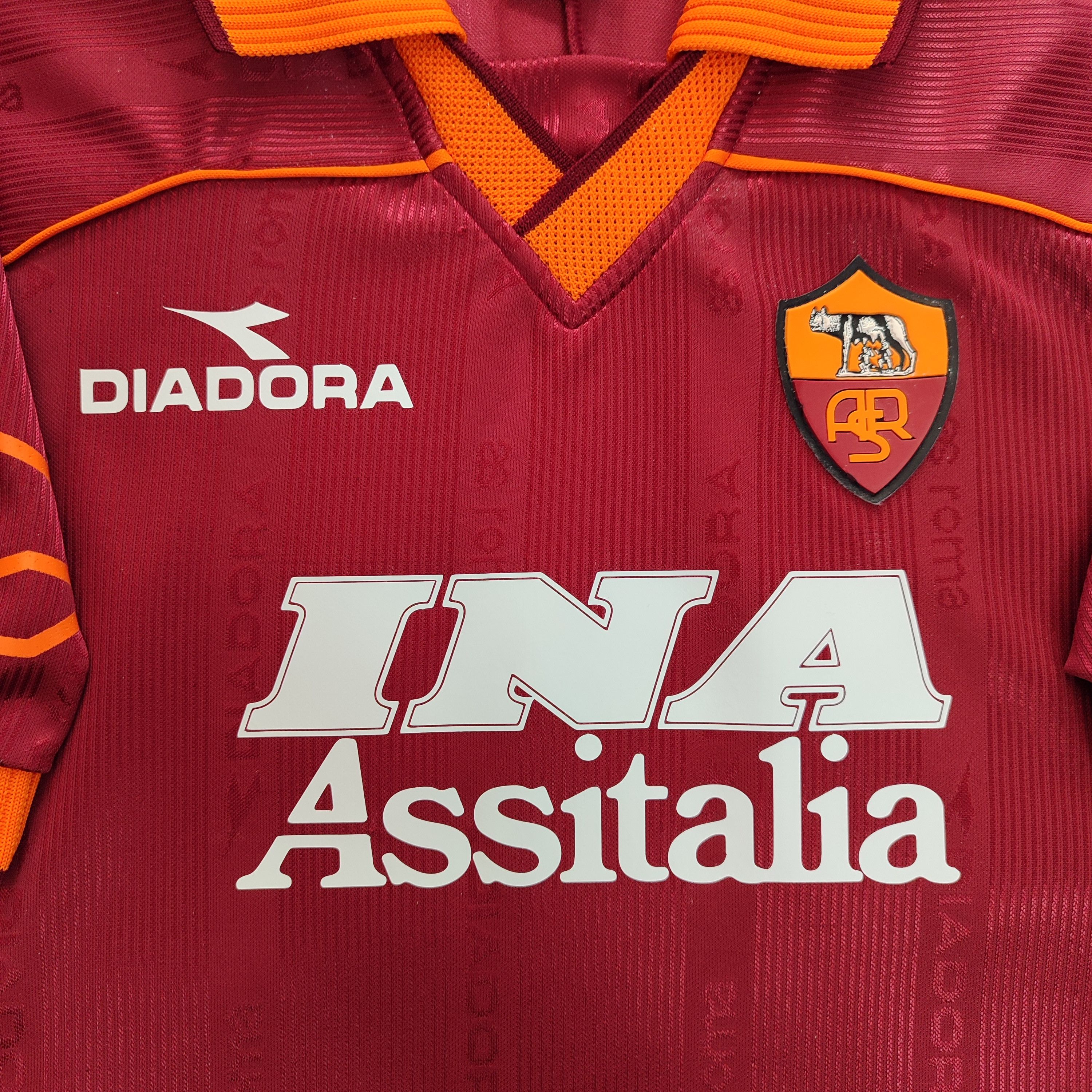 Diadora As Roma Home 1999-00 Totti #10 Soccer Jersey Size US XL / EU 56 / 4 - 8 Thumbnail