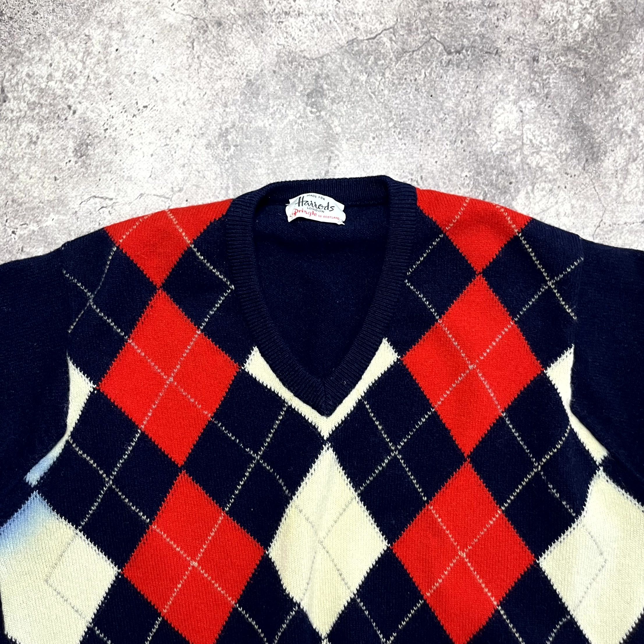 Vintage Vintage Argyle Wool Pullover Jumper Sweater Navy Blue Size M Size US M / EU 48-50 / 2 - 4 Thumbnail