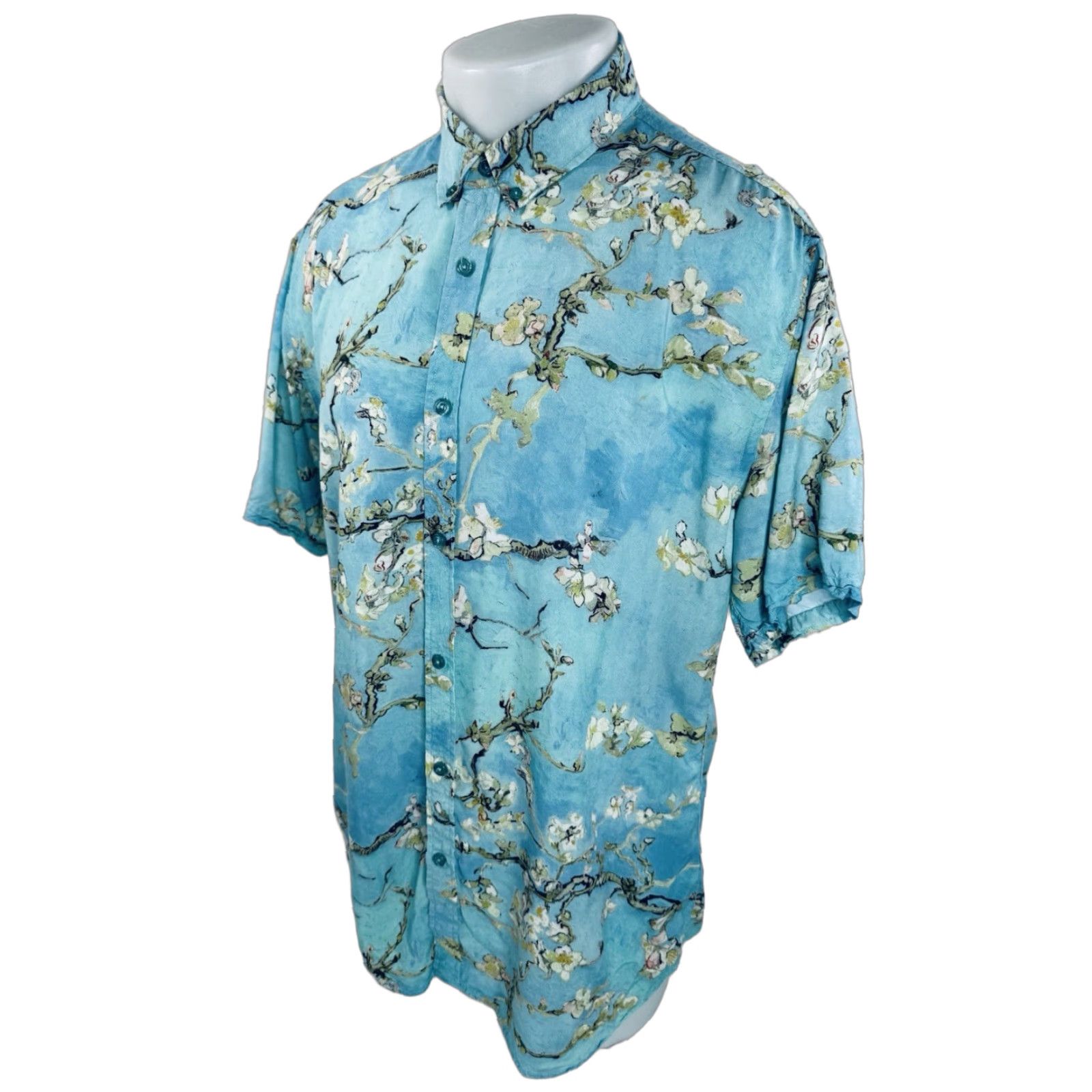 Vintage RSVLTS - VAN GOGH Painting - Floral Print Mens L Shirt Shirt Mens L Greenish Blue Floral Pattern 90s Theme Women? Size US L / EU 52-54 / 3 - 1 Thumbnail