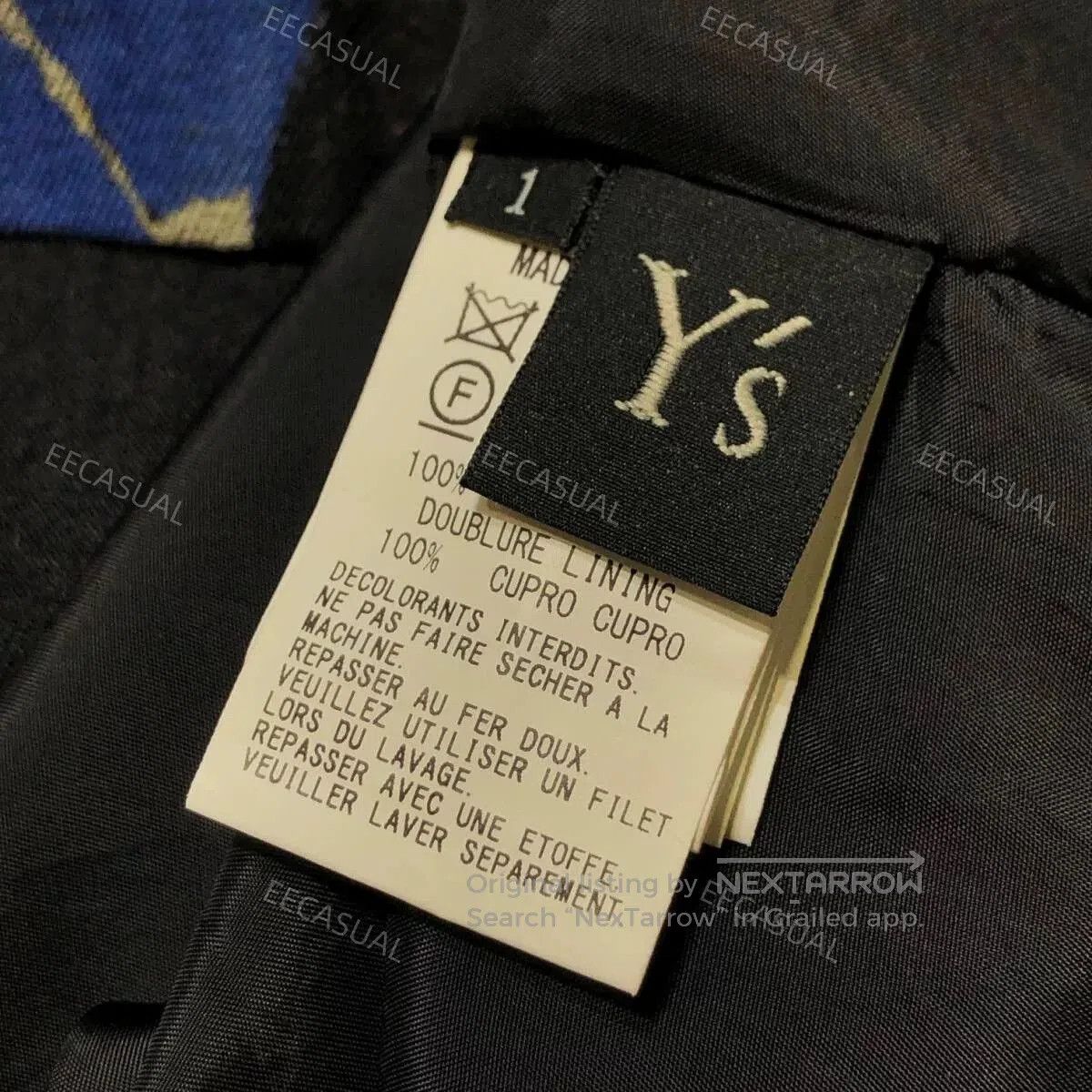 Y's Y's Wool Collage Print Straight Pants. Size 23" - 5 Thumbnail