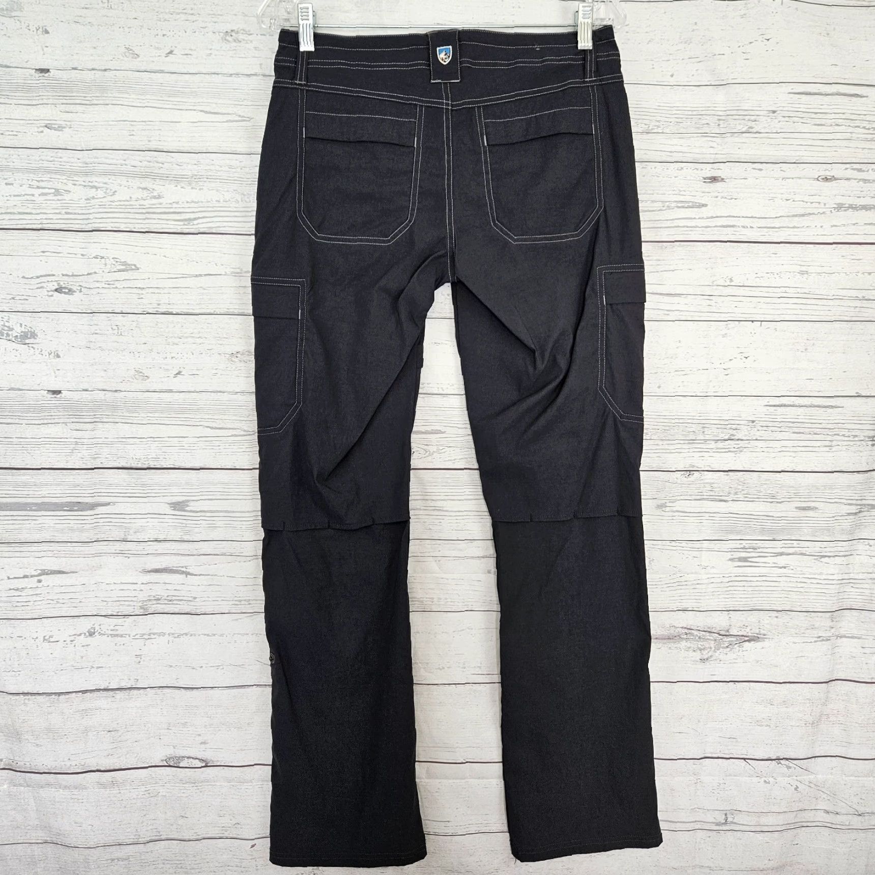 Vintage Kuhl Cargo Pants Womens Size 4 Gray/Black Roll Up Hem Low Rise Nylon Pants Size 27" / US 4 / IT 40 - 3 Thumbnail