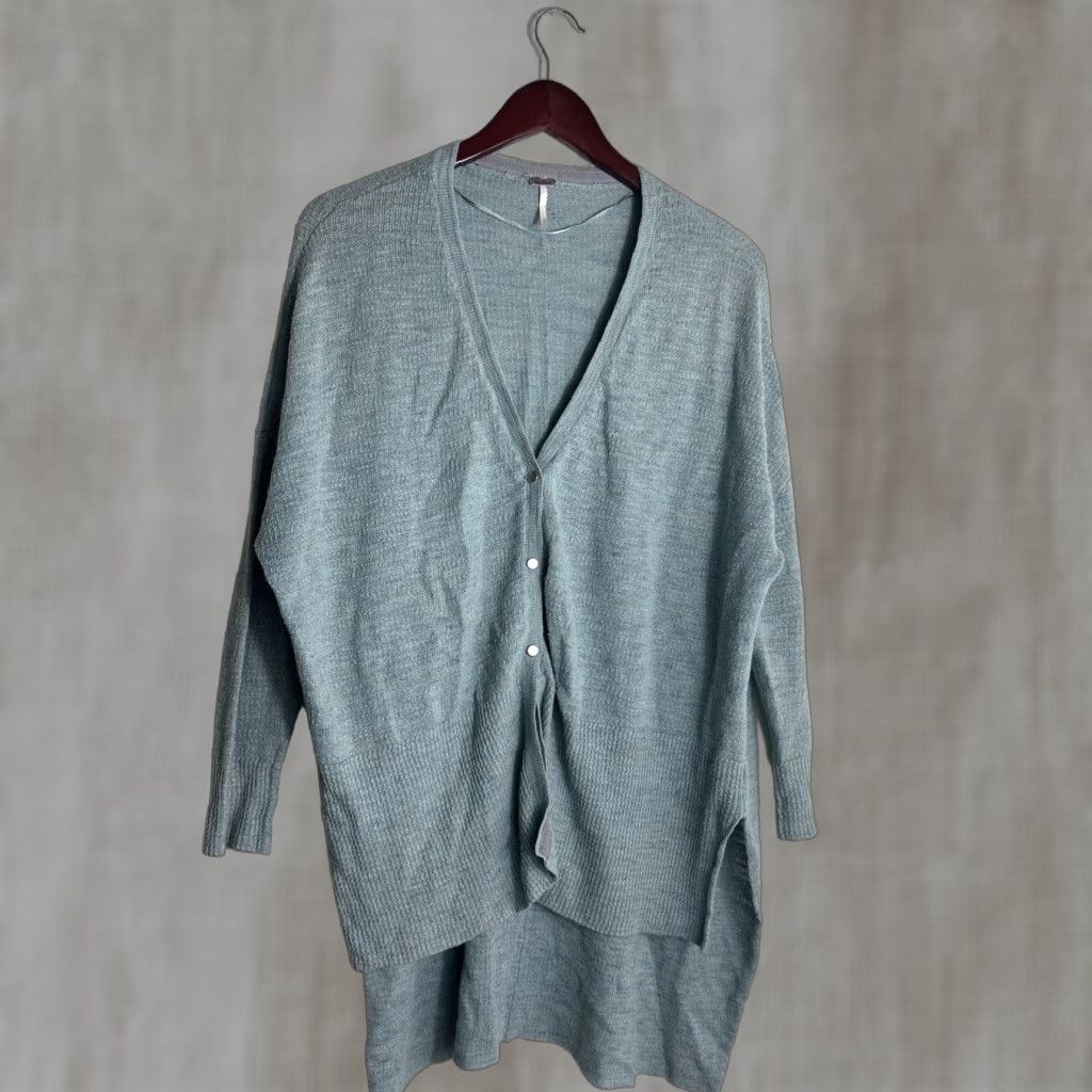 Free People Free People Cardigan Sweater Women's XS Green 3/4 Sleeve Lightweight Longer Back Snap Cardigan Womens XS Green Size XS / US 0-2 / IT 36-38 - 1 Thumbnail