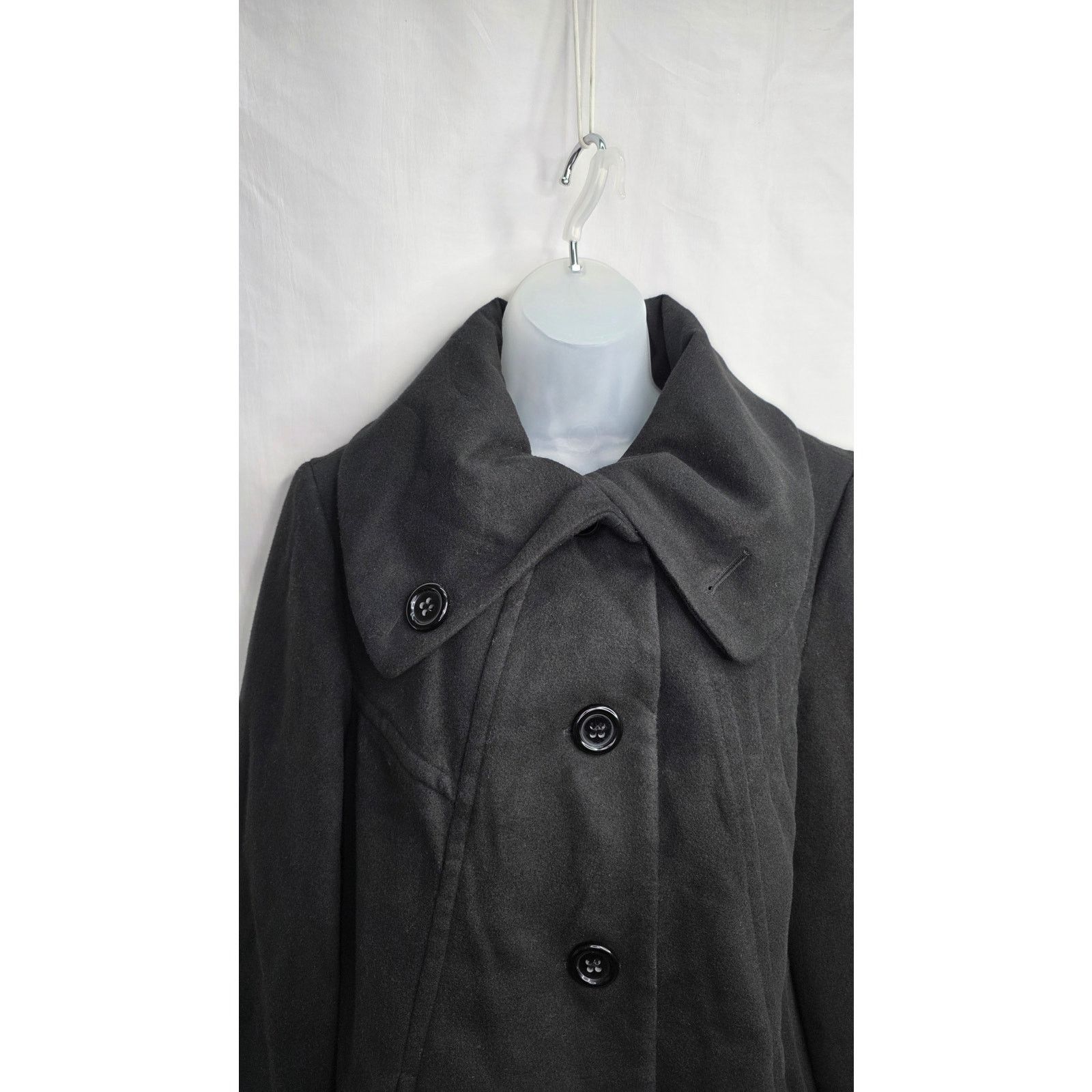 1 Madison Womens Black Peacoat Jacket Large Button Front Winter Coat Size L / US 10 / IT 46 - 4 Thumbnail