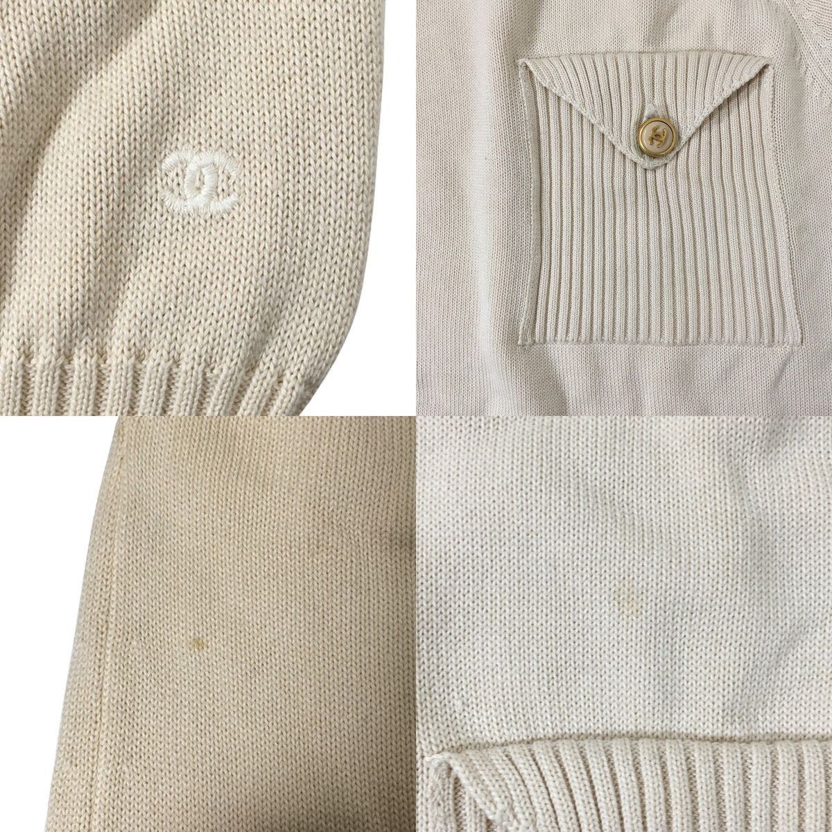 Chanel CHANEL Knit Sweater Short Sleeve Beige Coco Chanel Button Wo Size M / US 6-8 / IT 42-44 - 8 Thumbnail
