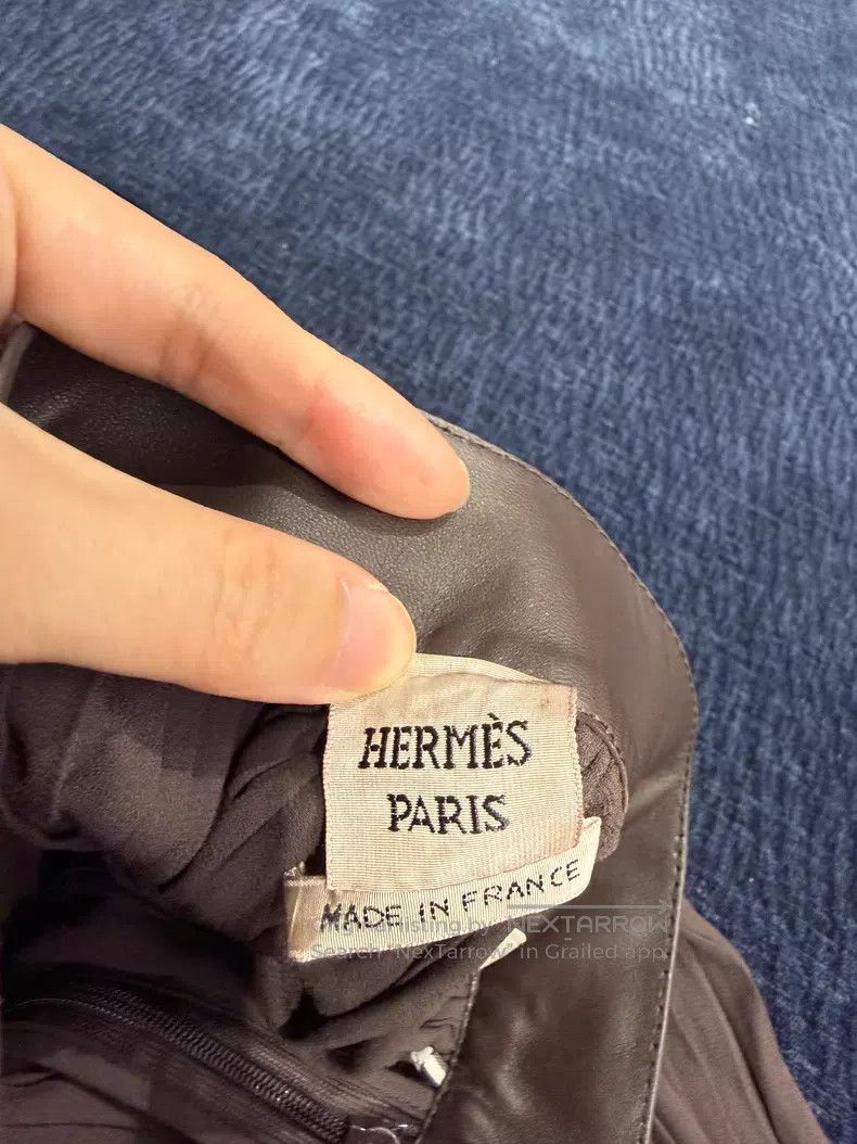 Hermes Hermes Leather Patch Pleated Skirt - Polyester Size 24" / US 00 / IT 34 - 3 Thumbnail