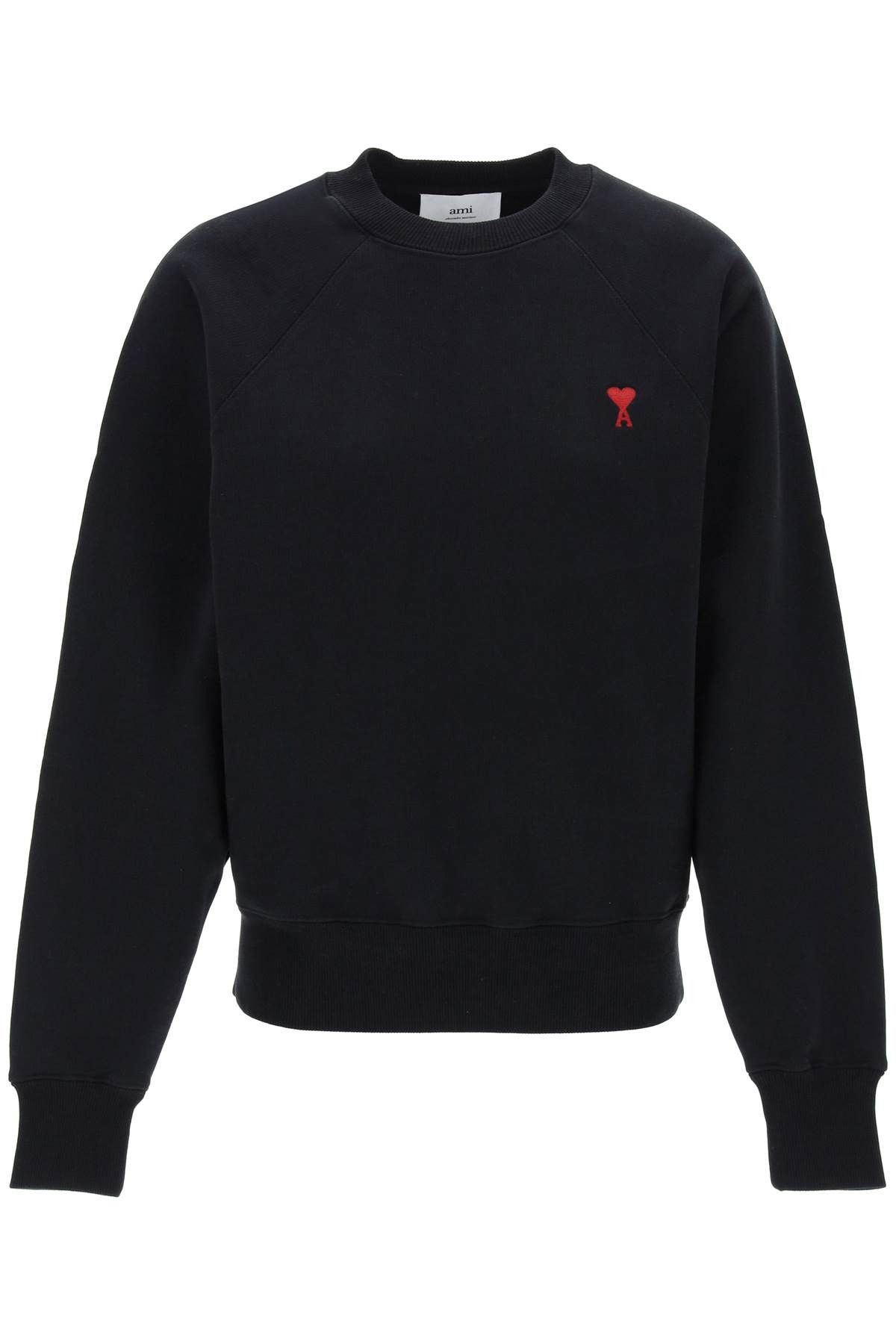 image of Ami Paris "Ami De Coeur Crew in Black, Men's (Size Large)