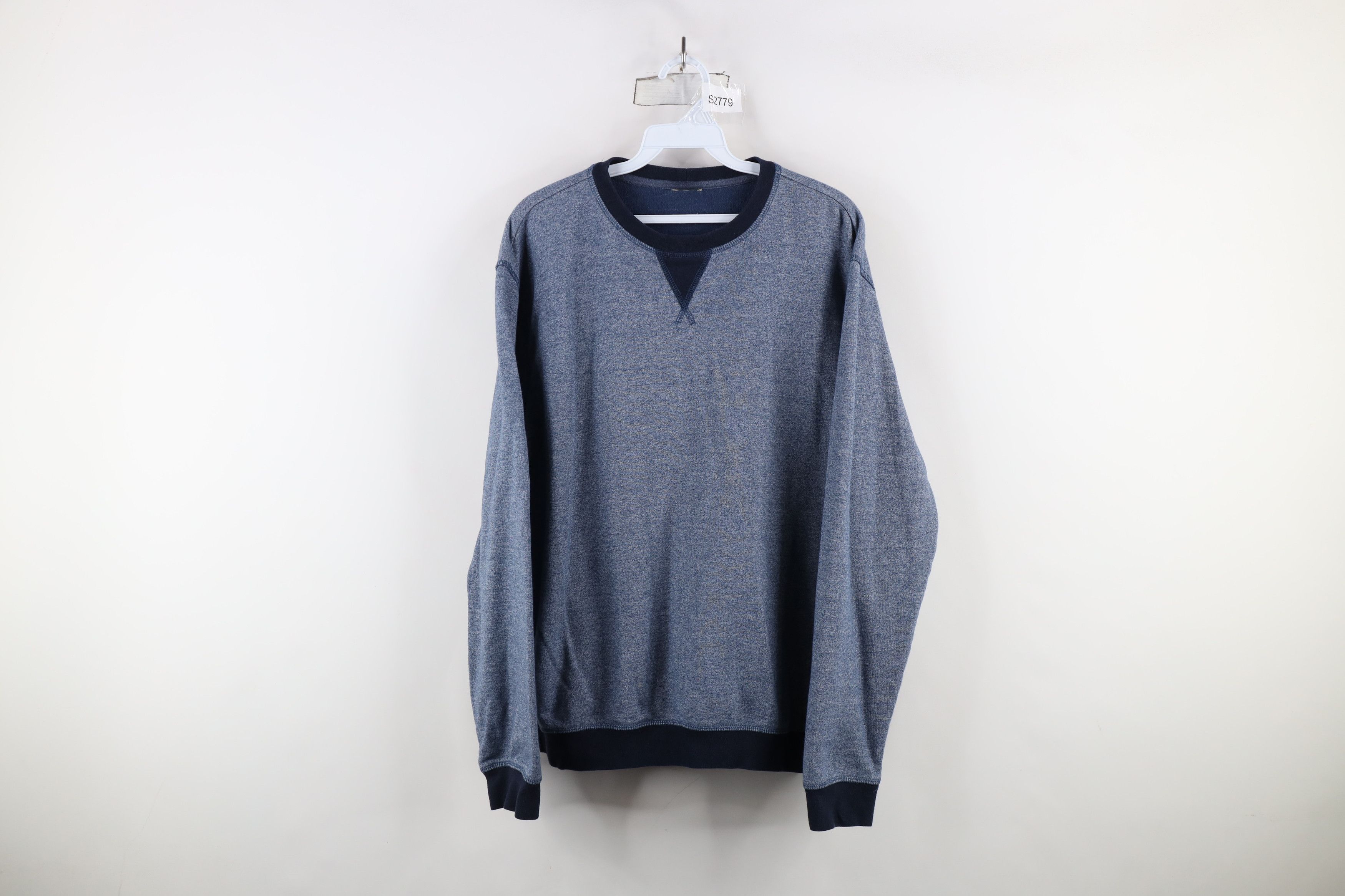 Vintage Vintage 90s Streetwear Double V Crewneck Sweatshirt Blue Size US XL / EU 56 / 4 - 1 Thumbnail