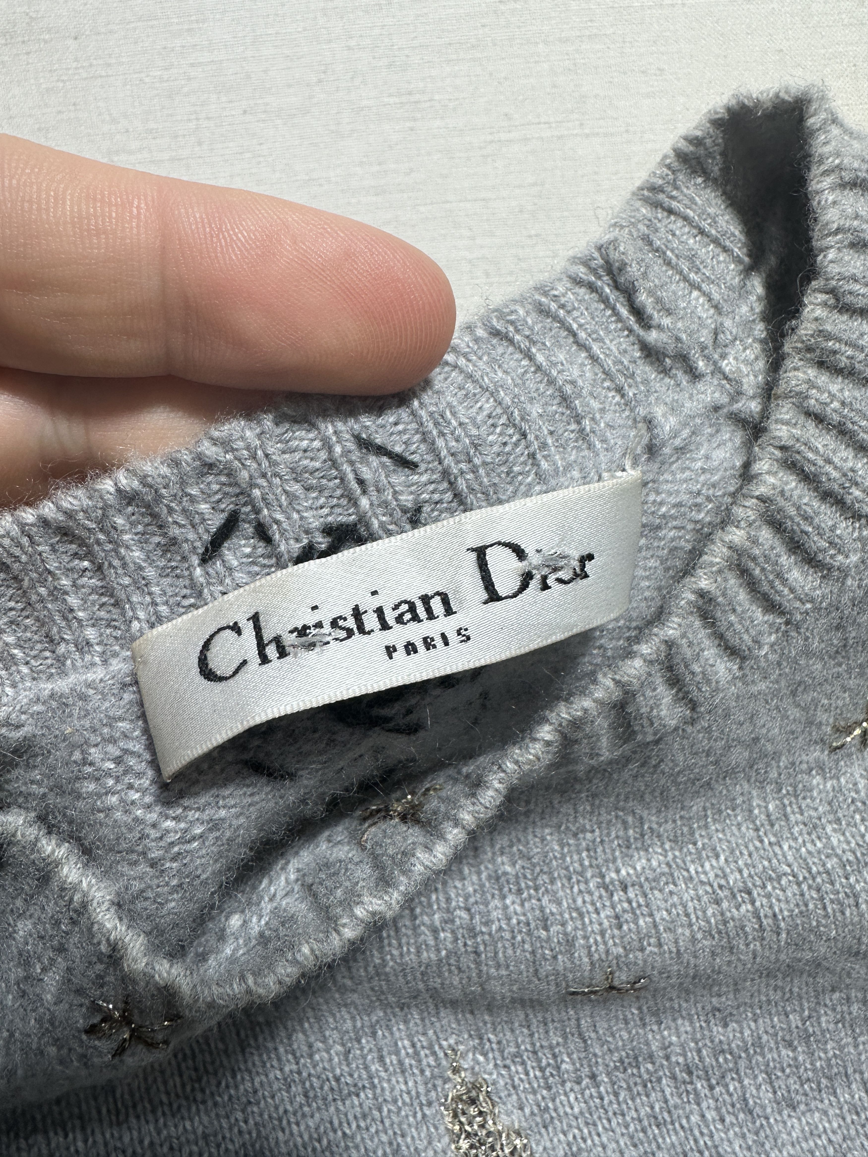 Dior Christian Dior Gray Cashmere L'Étoile Star Embroid Size 36 Size XS / US 0-2 / IT 36-38 - 12 Thumbnail