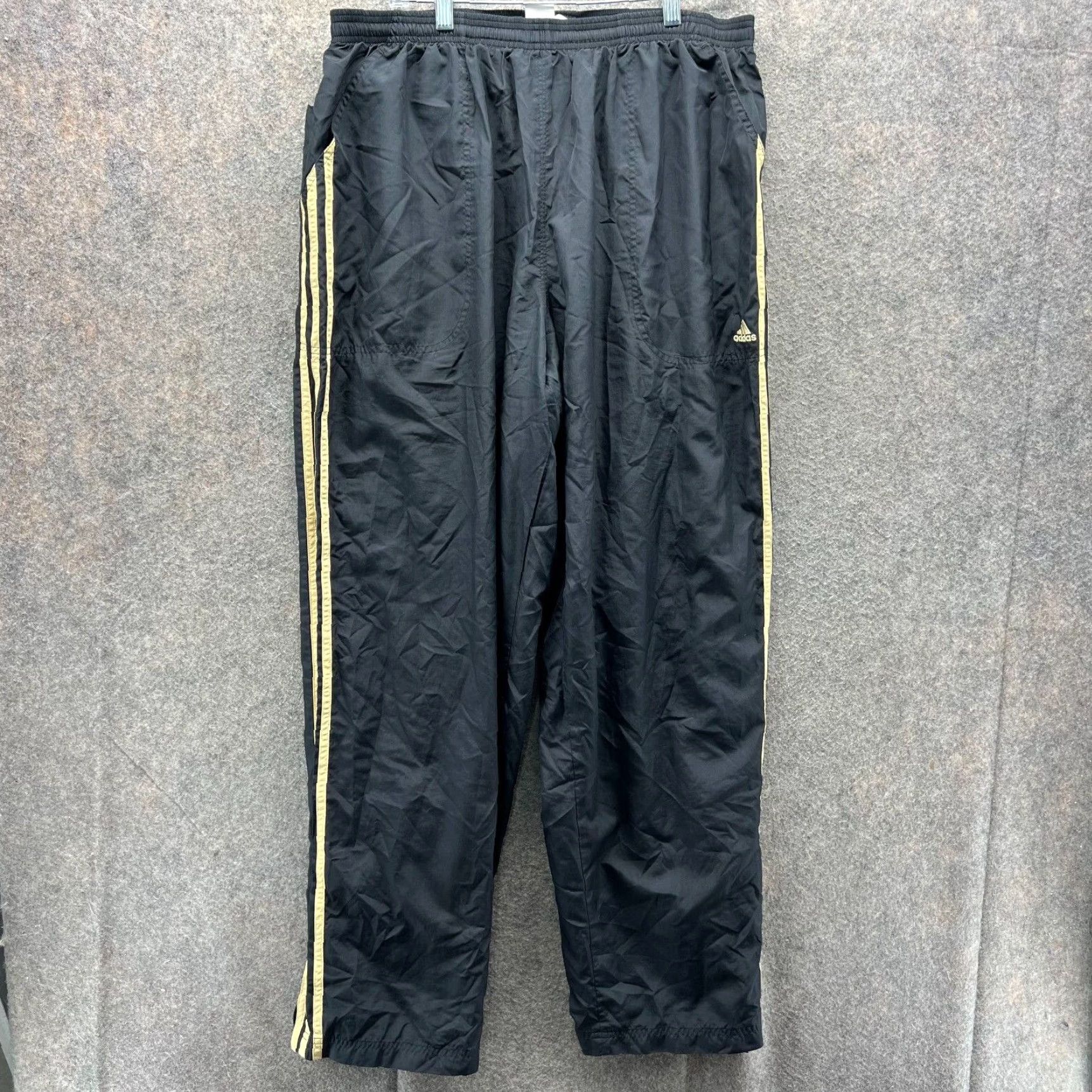 Adidas VINTAGE adidas Pants Men 2XL Black Yellow Windbreaker Trefoil Zip Track Pants Size US 39 - 2 Thumbnail