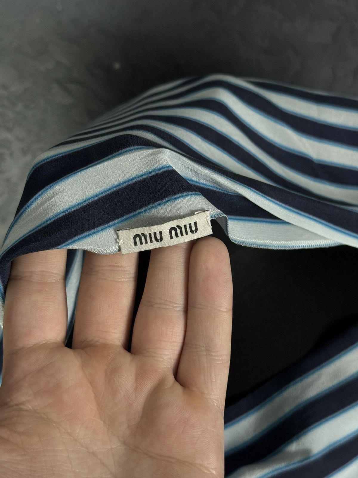Miu Miu Miu Miu Silk Striped Short Sleeve Women’s T-Shirt Size S / US 4 / IT 40 - 8 Thumbnail