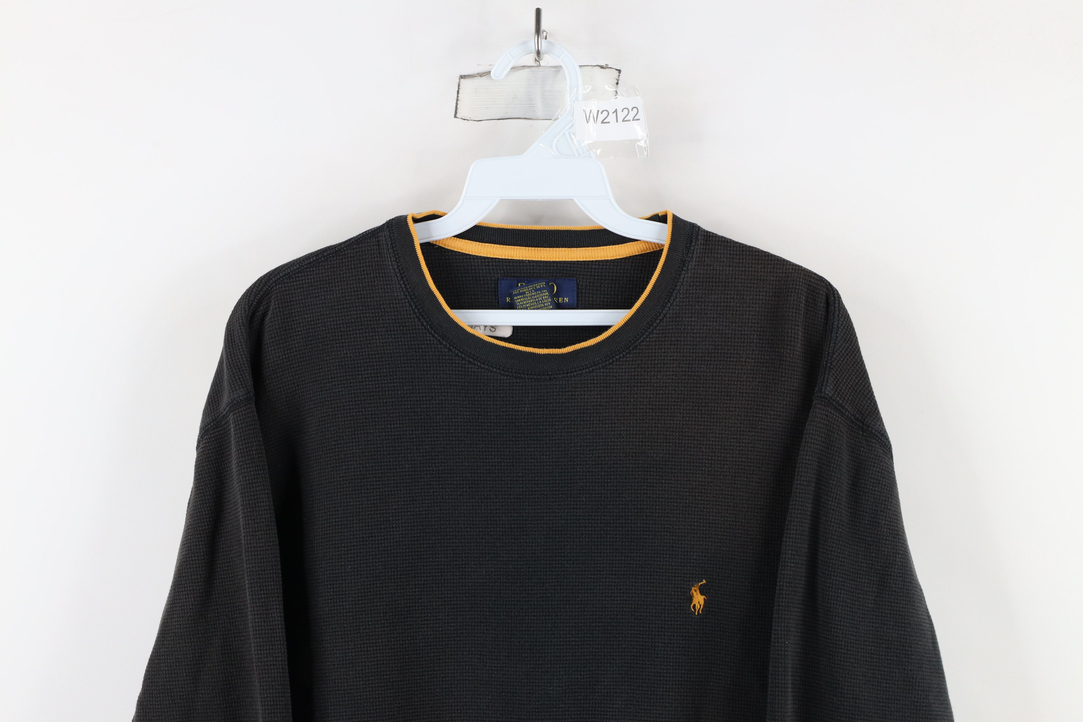 Ralph Lauren Vintage Ralph Lauren Waffle Knit Long Sleeve T-Shirt Black Size US XL / EU 56 / 4 - 2 Thumbnail