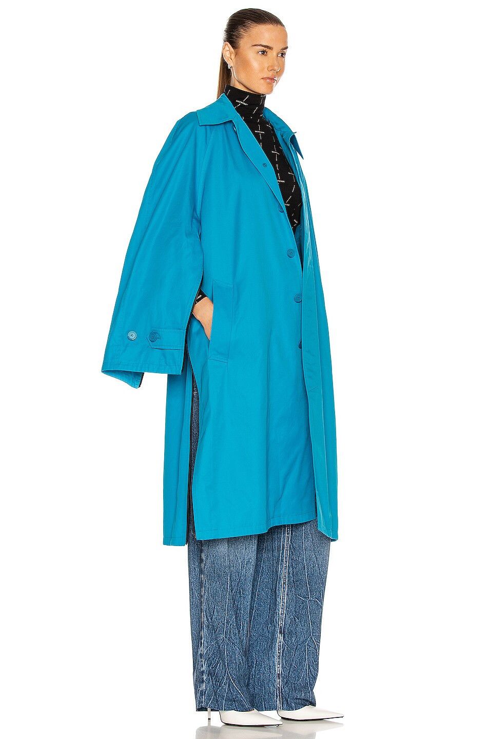 Balenciaga o1y0625 Full-Length Jacket in Azure Size S / US 4 / IT 40 - 2 Thumbnail