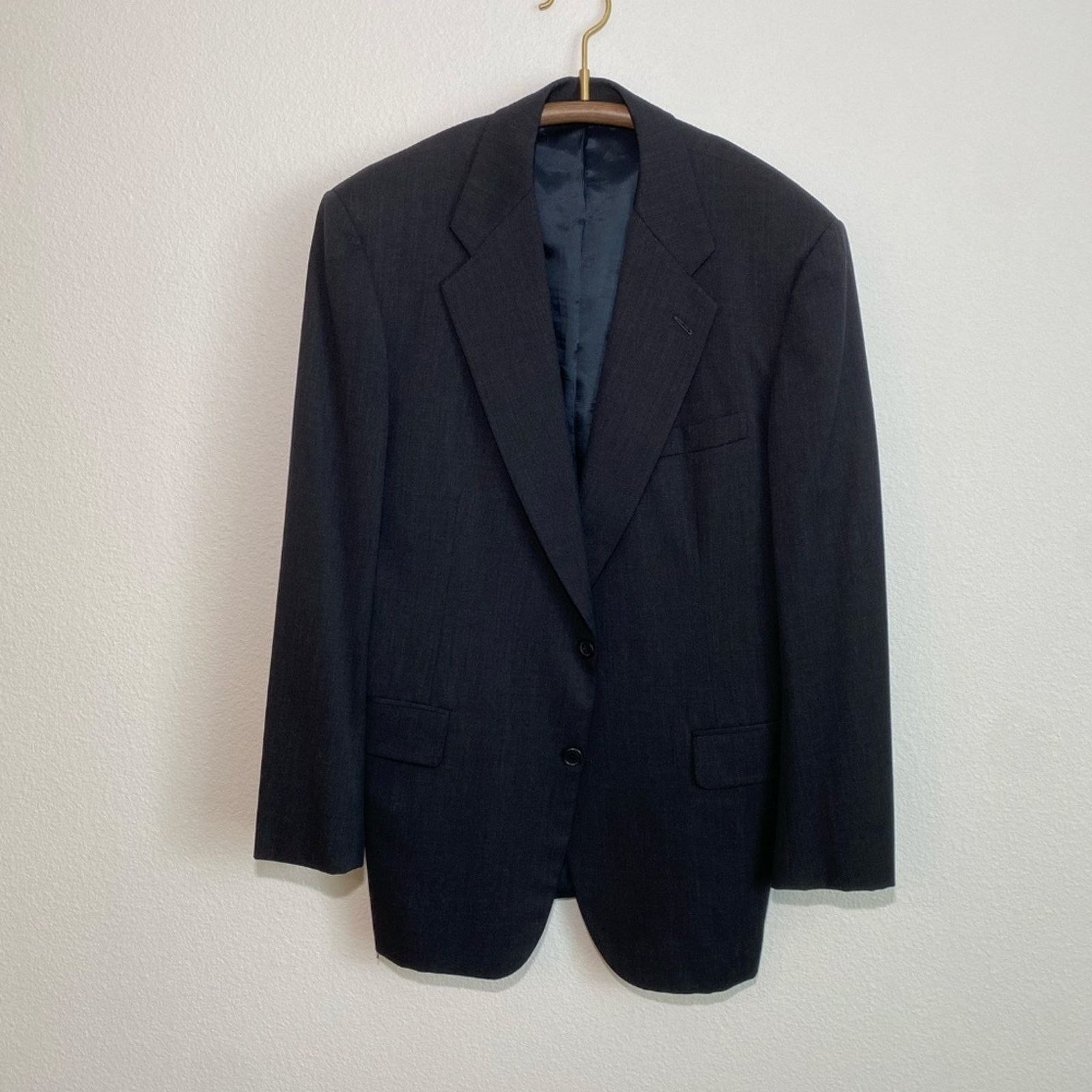 Brooks Brothers Brooks Brothers Men's Charcoal Black Wool Blazer - 42R Size 42R - 3 Thumbnail