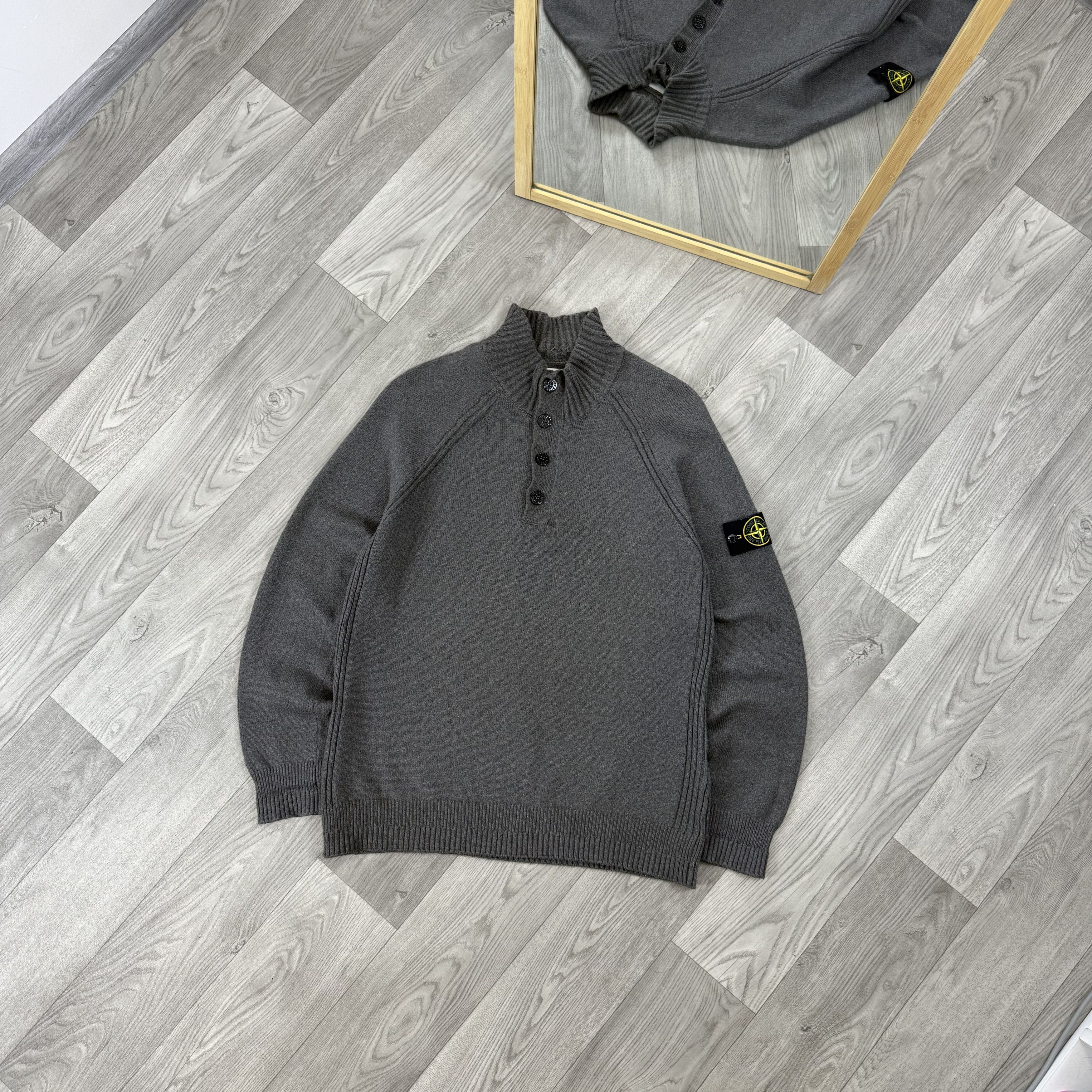 Stone Island Stone Island Wool Half Zip Button Grey Knit Sweater Size US XL / EU 56 / 4 - 1 Thumbnail