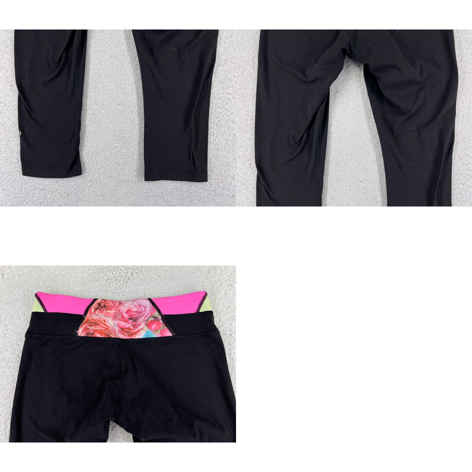 Lululemon Lululemon Pants Womens 8 Black Pink Wunder Under Crop Full-On Luon Floral READ Size 30" / US 8 / IT 44 - 9 Thumbnail