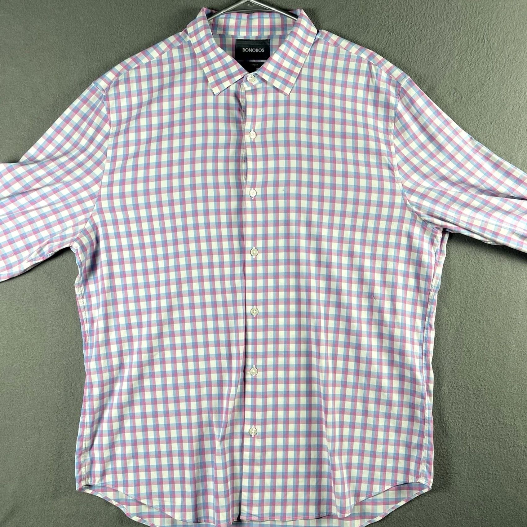 Bonobos Bonobos XL Button-Up Shirt Men Long Sleeve Check Blue Pink Preppy Standard Fit Casual Casual Wear Size US XL / EU 56 / 4 - 3 Thumbnail