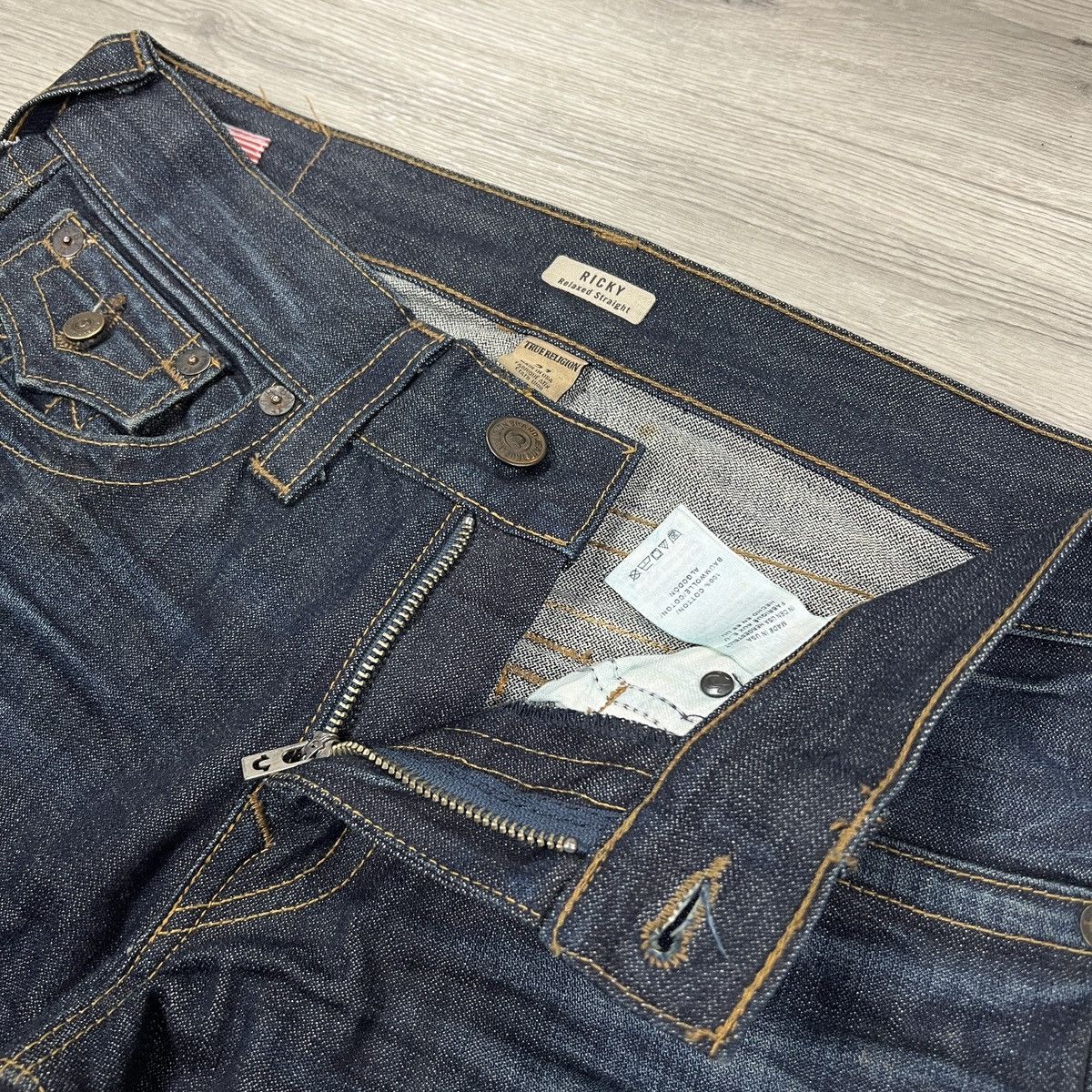 True Religion True Religion Ricky Straight Jeans Men’s Navy Gold Paint Y2K Size US 31 - 6 Thumbnail