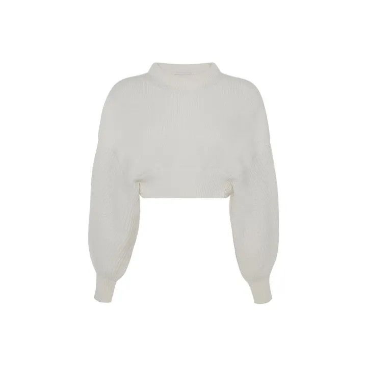 Alexander McQueen Alexander McQueen White Cropped Sweater 0079 Size S / US 4 / IT 40 - 1 Thumbnail