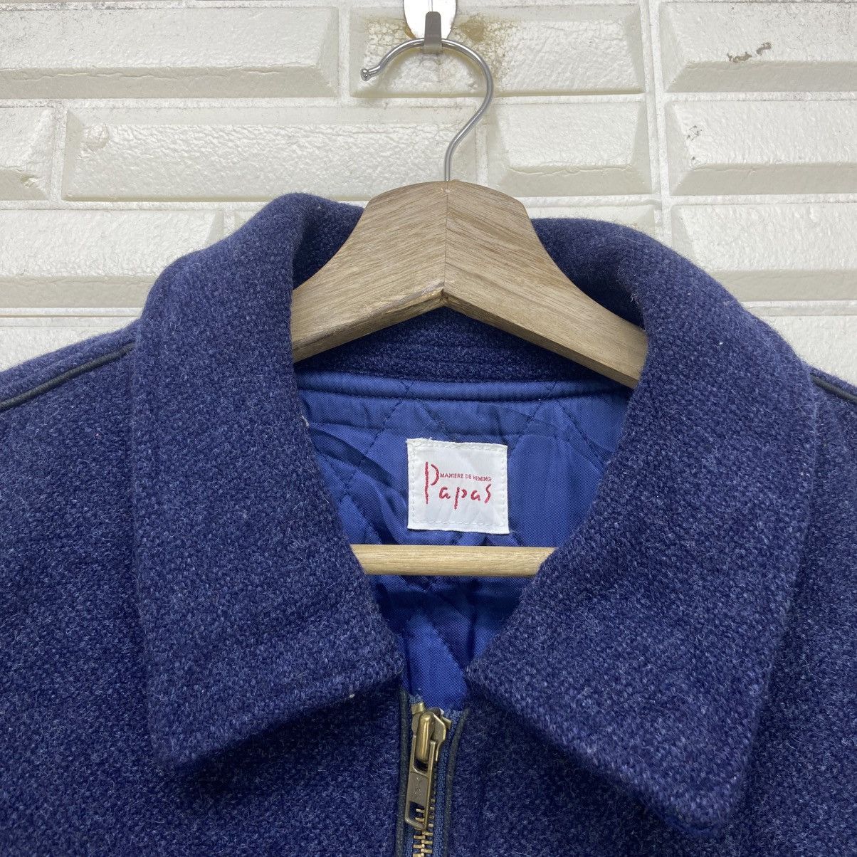 Japanese Brand Vintage 80s Papas Sport 35 Big Logo Sheepskin Sleeve Varsity Size US L / EU 52-54 / 3 - 9 Thumbnail