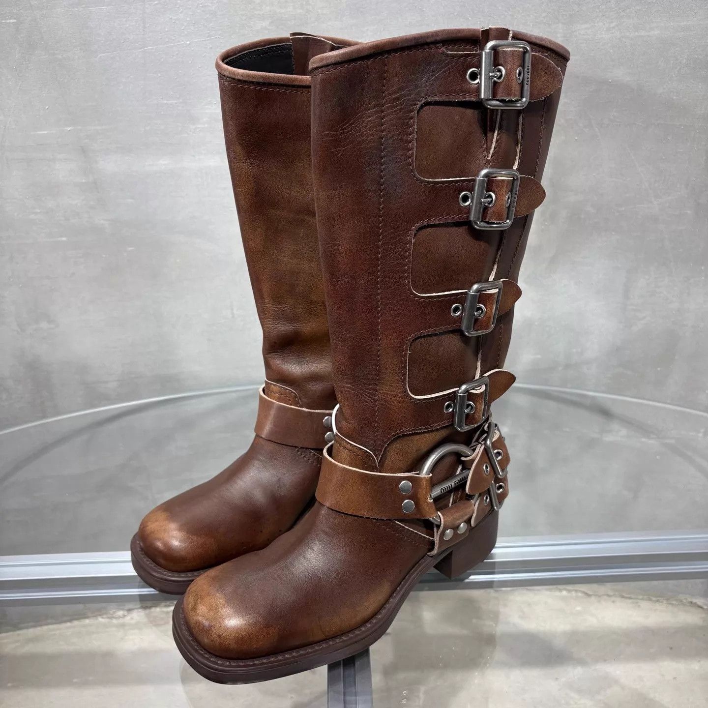 Miu Miu MIU MIU Brown Riding Boots EU38 YH25451 Size US 7.5 / IT 37.5 - 2 Thumbnail