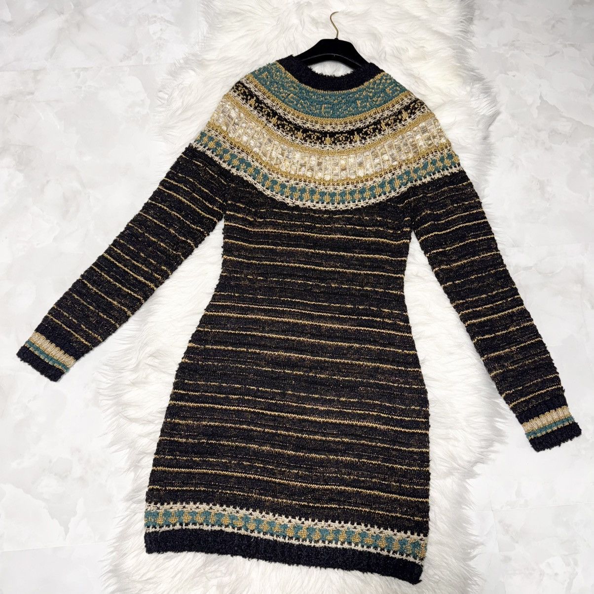 Chanel Authentic Chanel COCO decoration long-sleeve knit dress 36 Size XS / US 0-2 / IT 36-38 - 13 Thumbnail