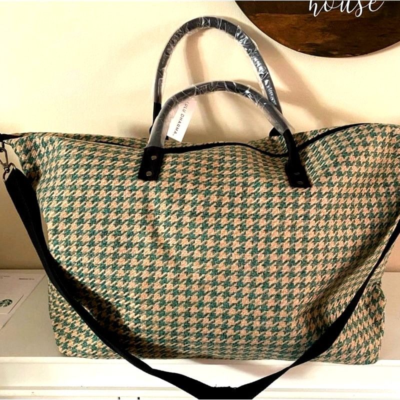 Other LuLu Dharma Houndstooth Weekender Travel Bag Green/Beige OS Size ONE SIZE - 9 Thumbnail
