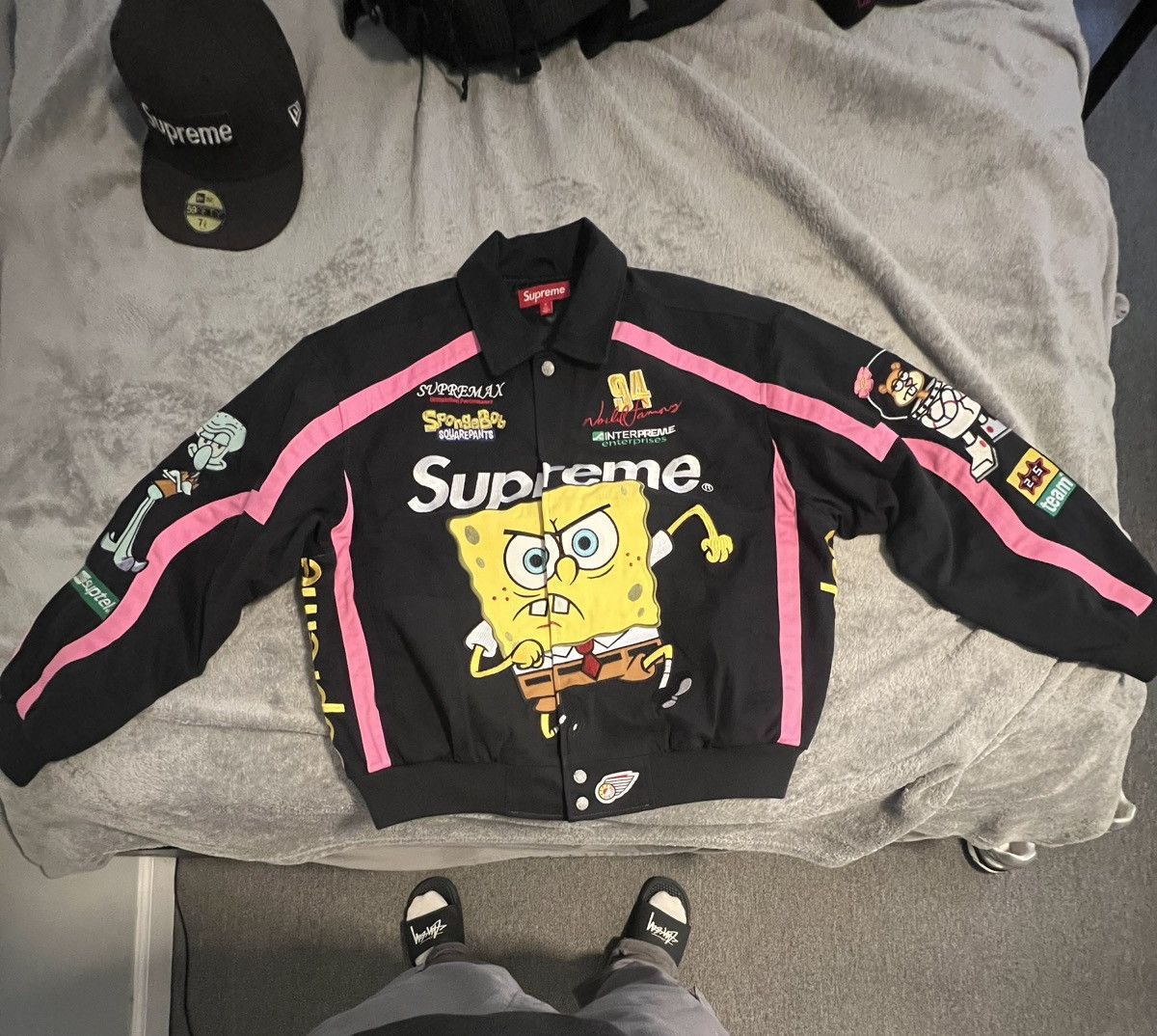 ジャケット・アウター Supreme x SpongeBob Square jeff Supreme SpongeBob SquarePants Jeff Hamilton Racing Jacket