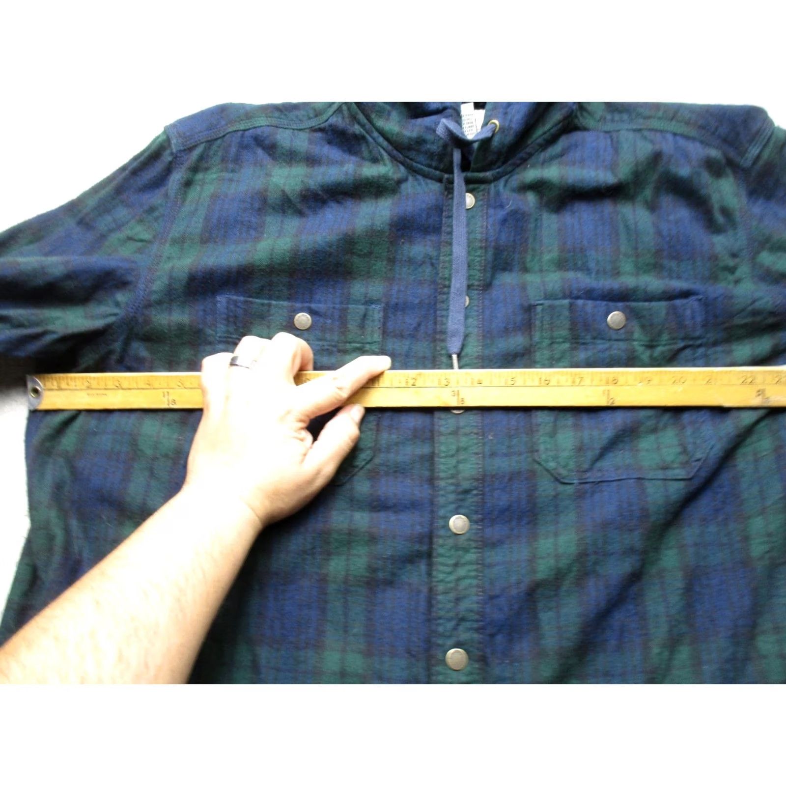 Vintage LL Bean Green Plaid Hooded Flannel Shirt Coat Jacket Mens XL Snap Size US XL / EU 56 / 4 - 6 Thumbnail
