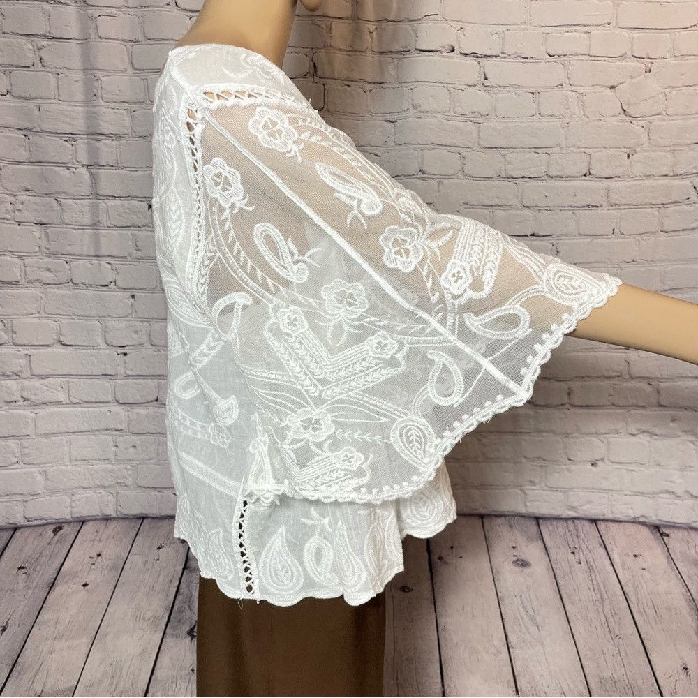 Other NWT New Amber Skies White Embroidered Boho Top Size XL Size XL / US 12-14 / IT 48-50 - 3 Thumbnail