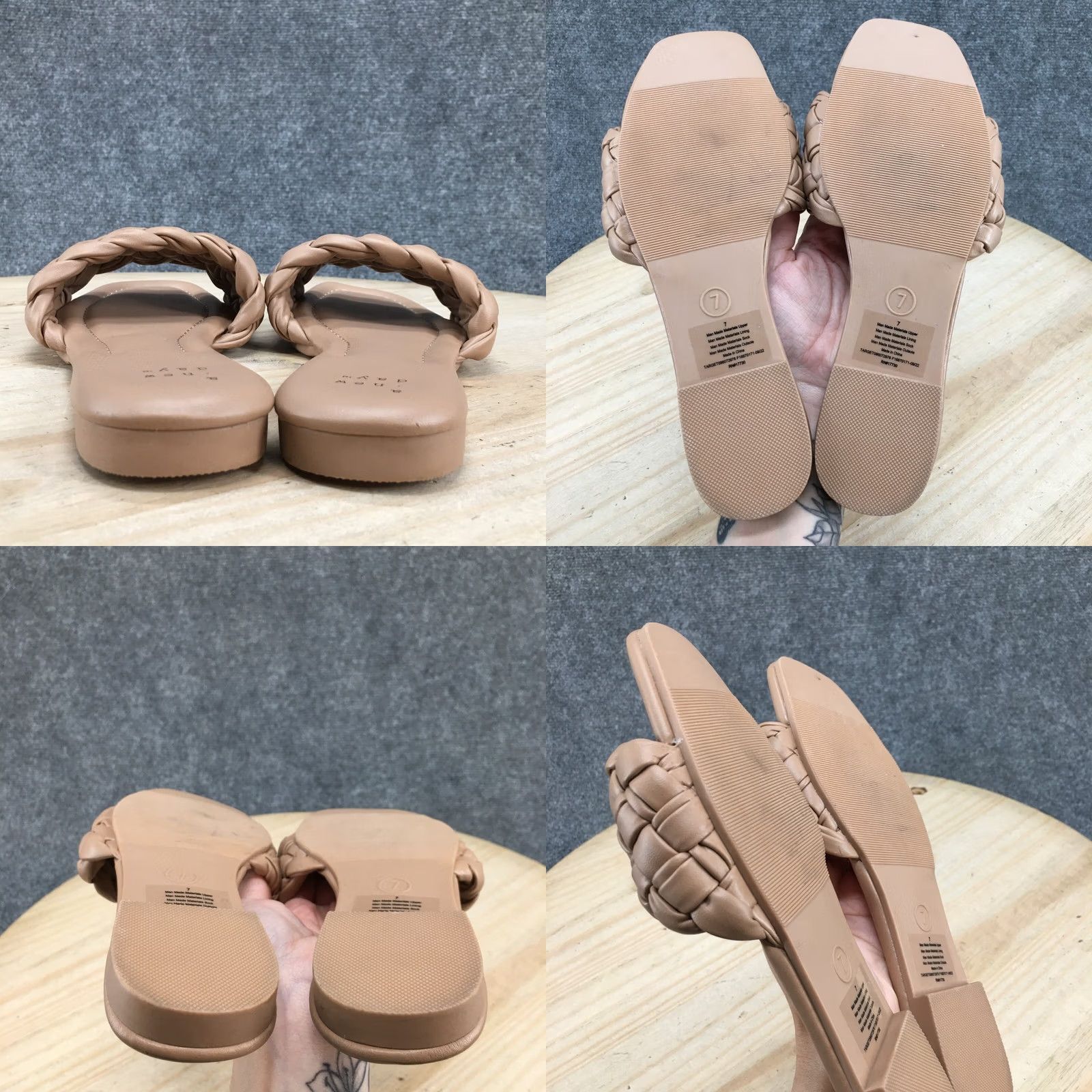Vintage A New Day Sandals Womens 7 Casual Slip On Braided Flats Slide Brown Faux Leather Size US 7 / IT 37 - 8 Thumbnail