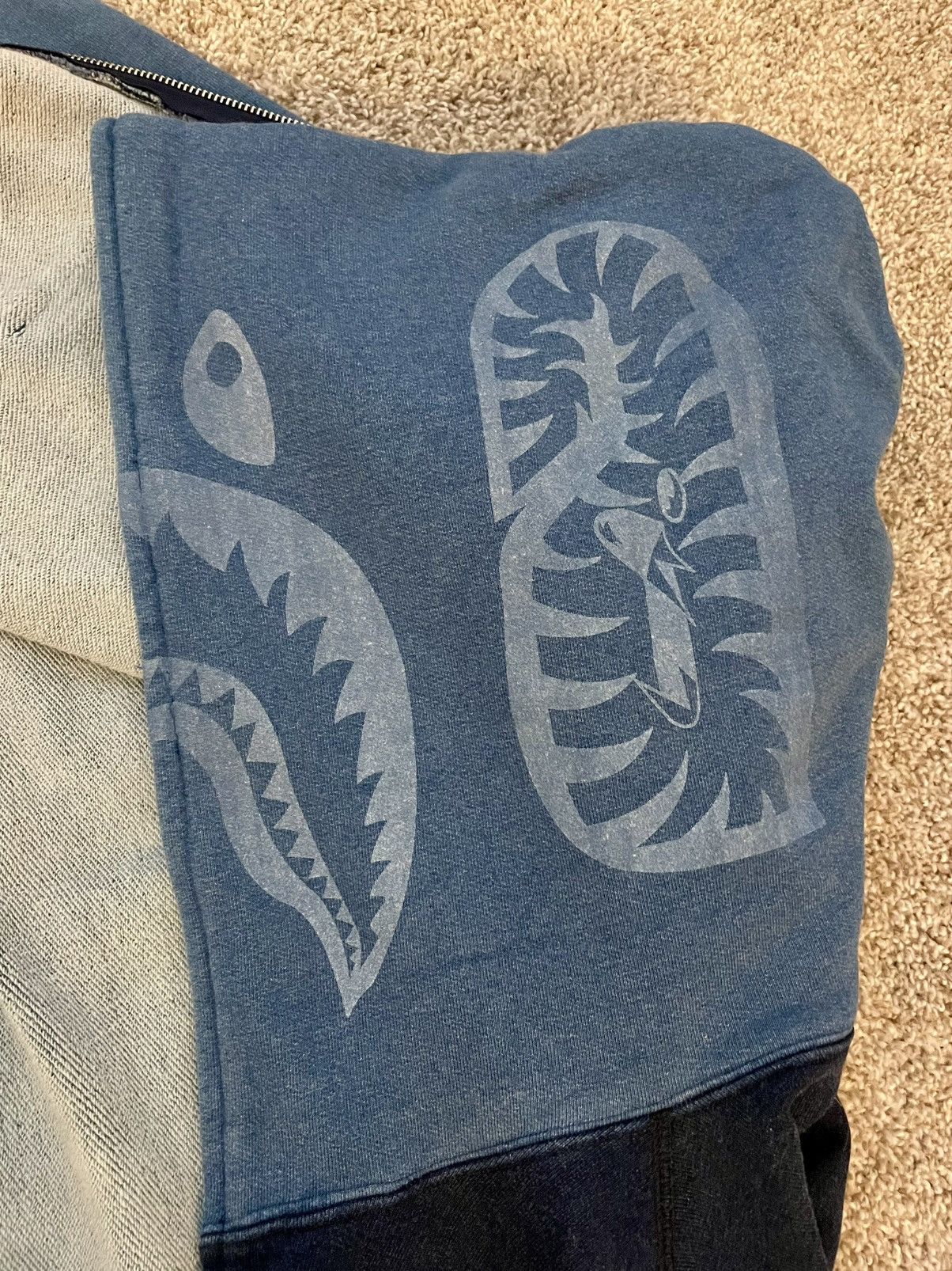 Bape BAPE (A Bathing Ape) Indigo Tiger Shark Full Zip Hoodie Size US L / EU 52-54 / 3 - 6 Thumbnail