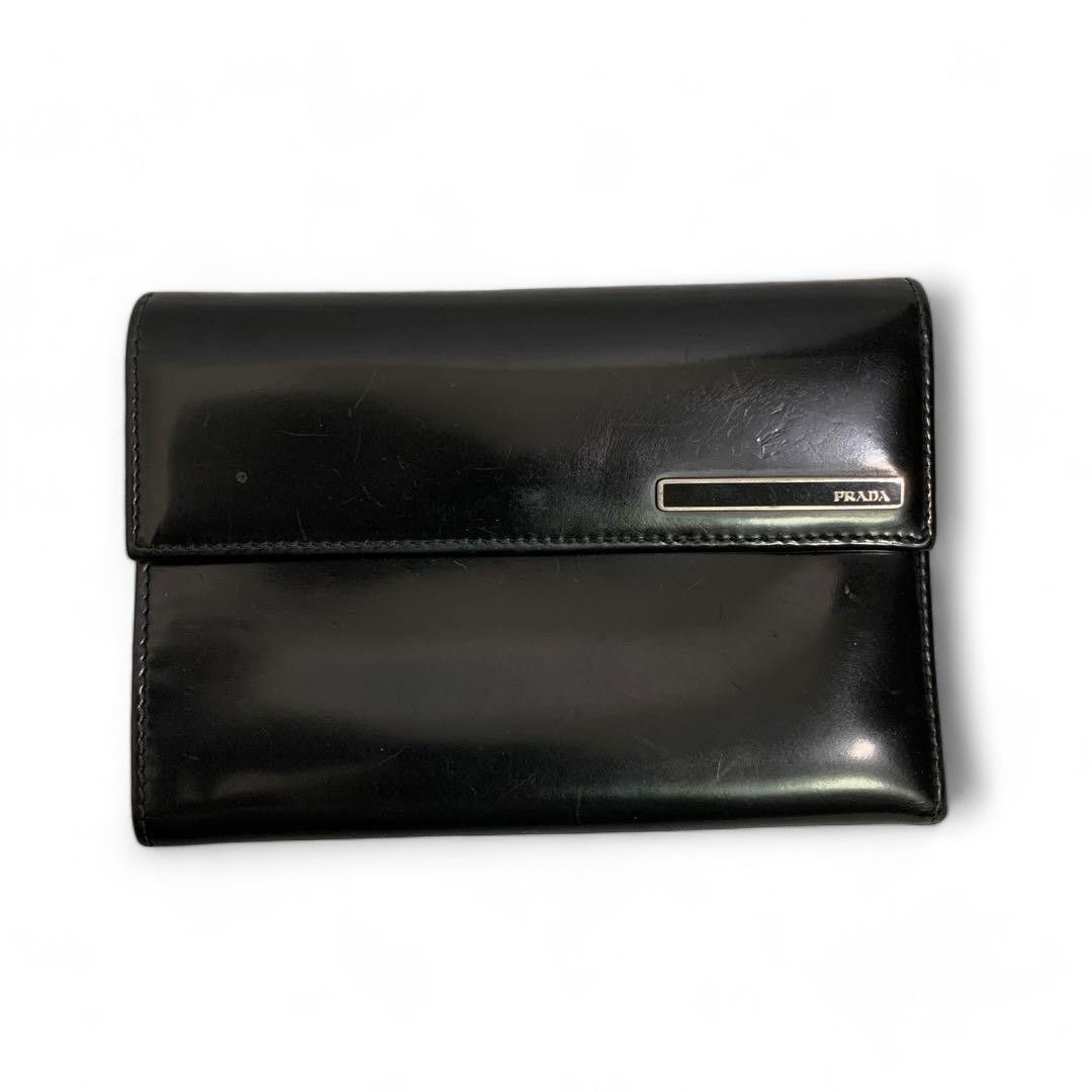 image of Prada - Fold Wallet Black Leather Tri-Fold, Men's