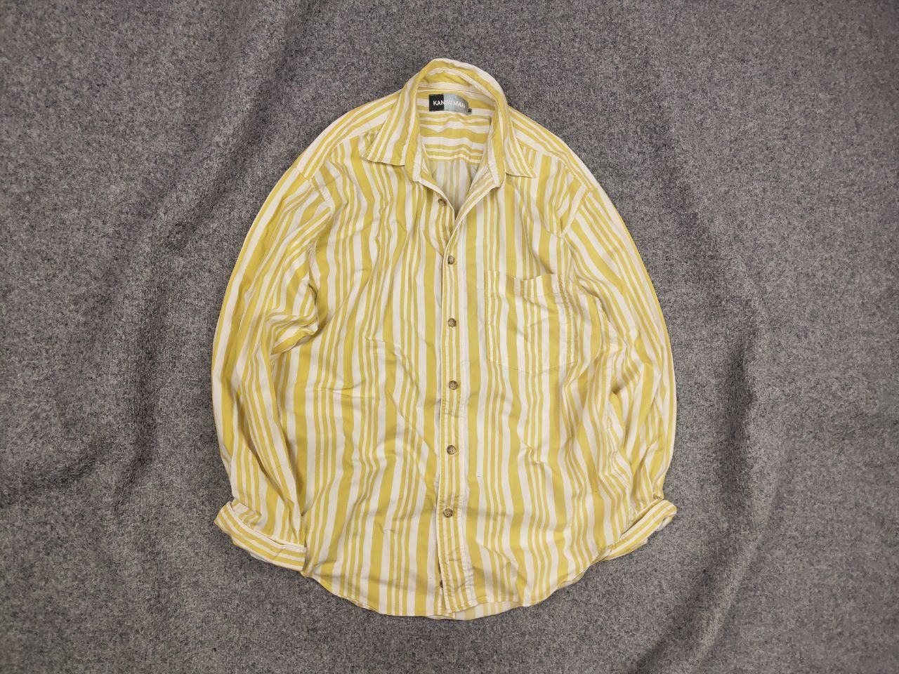 Kansai Yamamoto Vintage 90's Kansai Yamamoto Man Striped Yellow Casual shirt Size US M / EU 48-50 / 2 - 1 Thumbnail