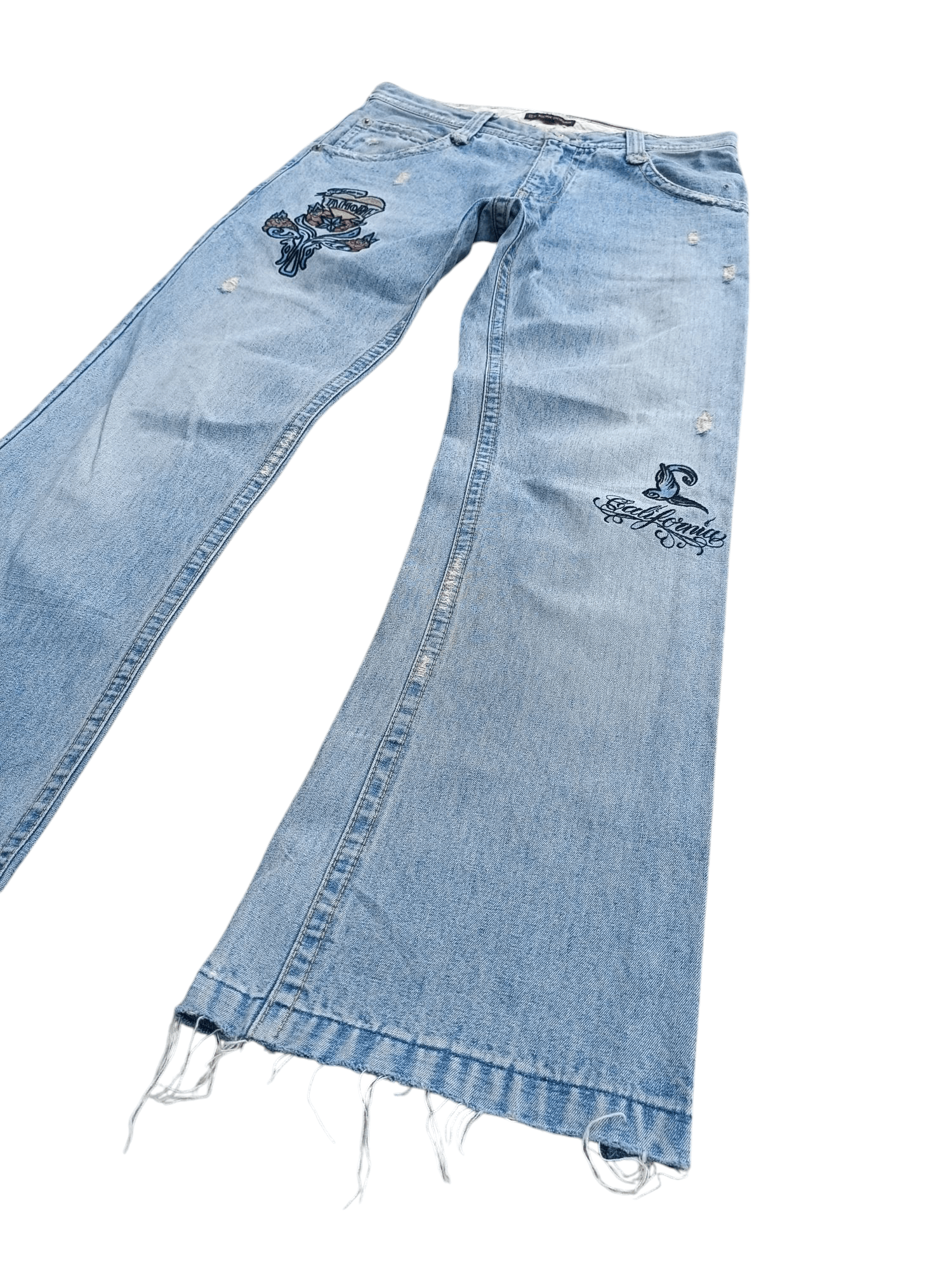 Japanese Brand × Vintage VTG FLARED Japanese Brand Distressed Embroidery Denim E222 Size US 31 - 2 Thumbnail