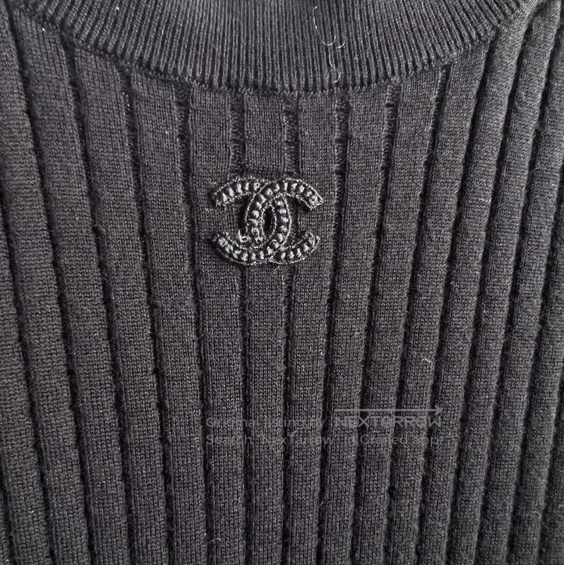 Chanel Chanel Black Cotton Women's Pullover Sweater . Size M / US 6-8 / IT 42-44 - 3 Thumbnail