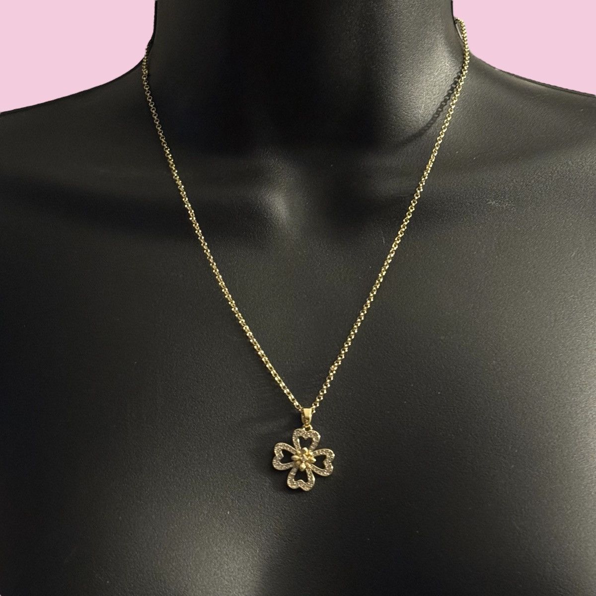 Other Fire Beetle gold plated pave clover pendant necklace Size ONE SIZE - 1 Thumbnail
