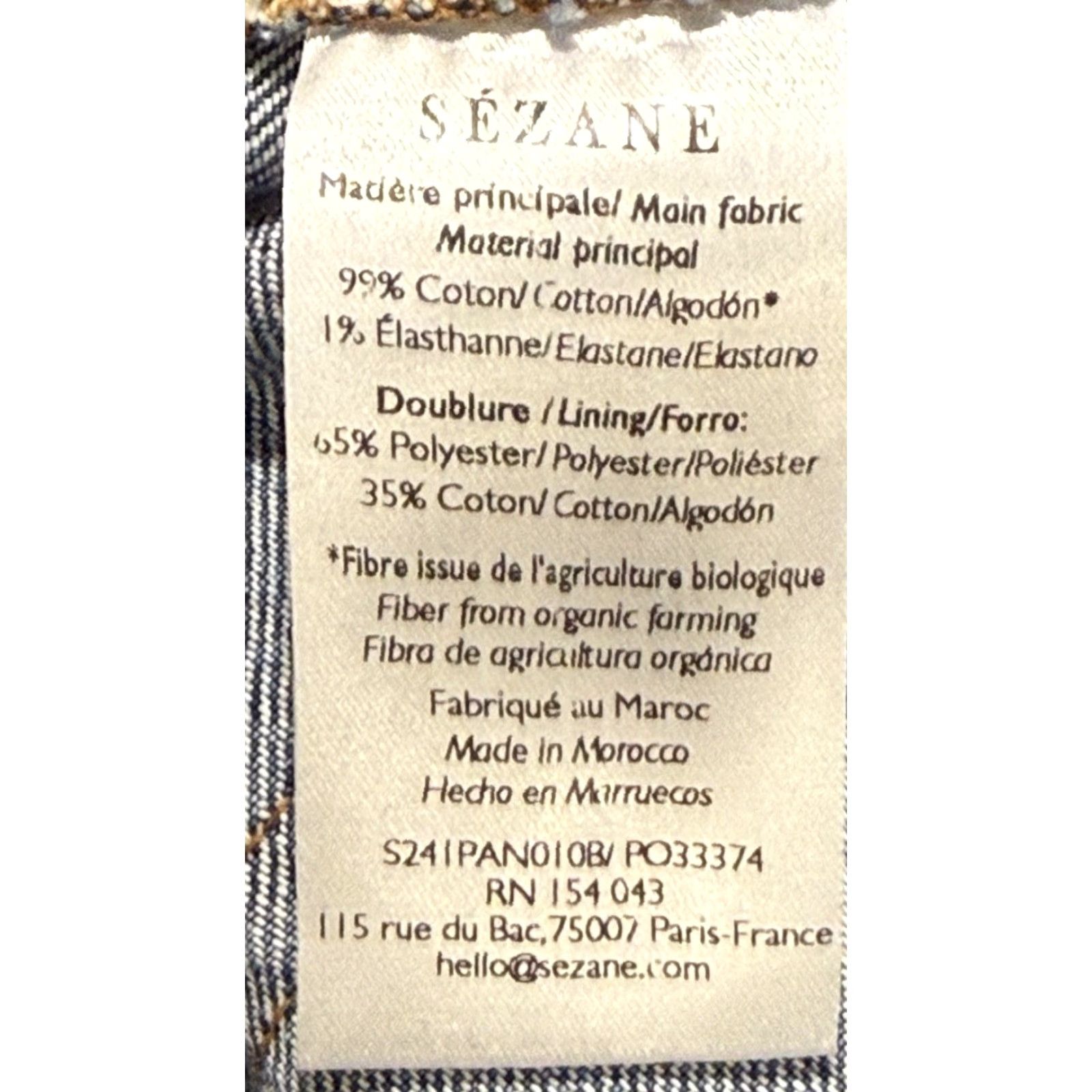 Vintage Sezane Jeans Button Fly Straight Womens 34 34x26.5 Blue Cotton Elastane 42 EU Morocco Size 24" / US 00 / IT 34 - 8 Thumbnail