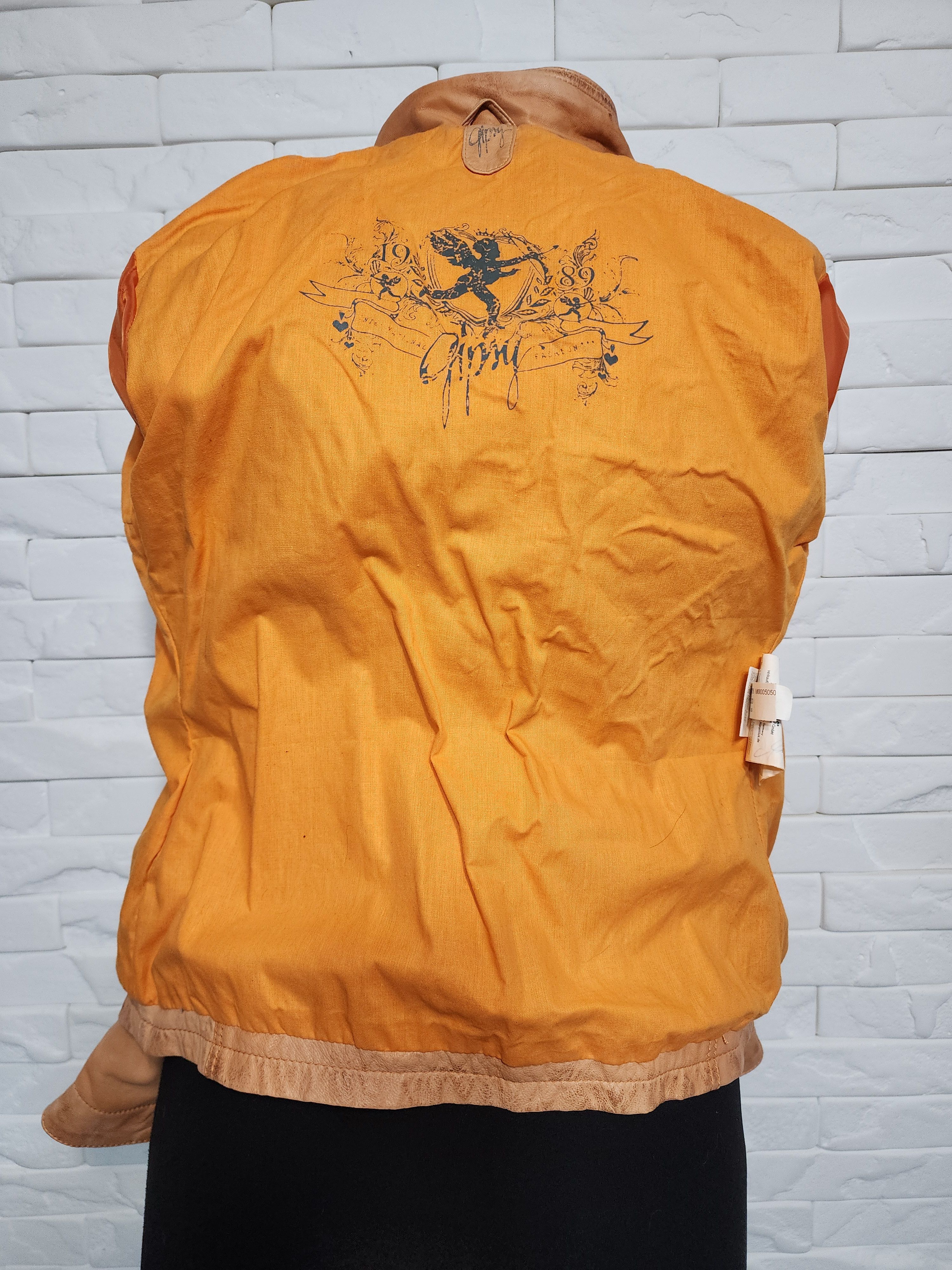 Gypsy Orange Leather Women's Sporty Jacket: Hooded Outwear. Size S / US 4 / IT 40 - 7 Thumbnail